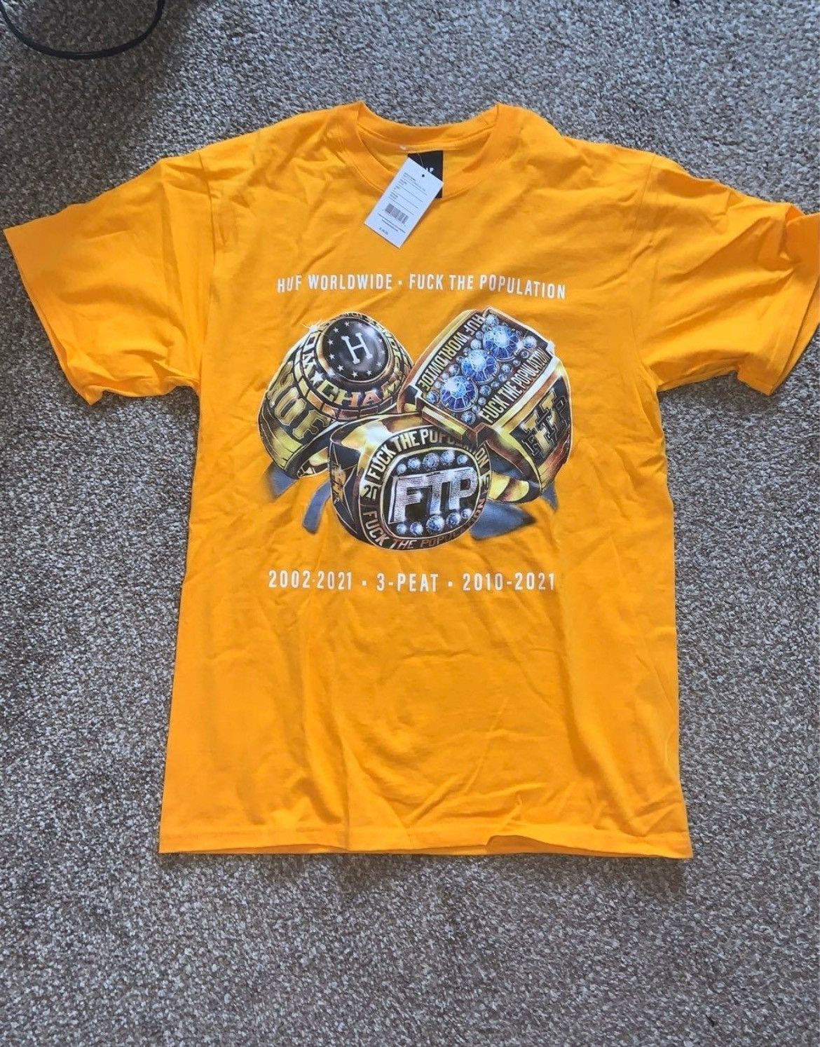 Fuck The Population × Huf FTP x HUF - 3 Peat Tee - New - Size Medium Size US M / EU 48-50 / 2 - 1 Thumbnail