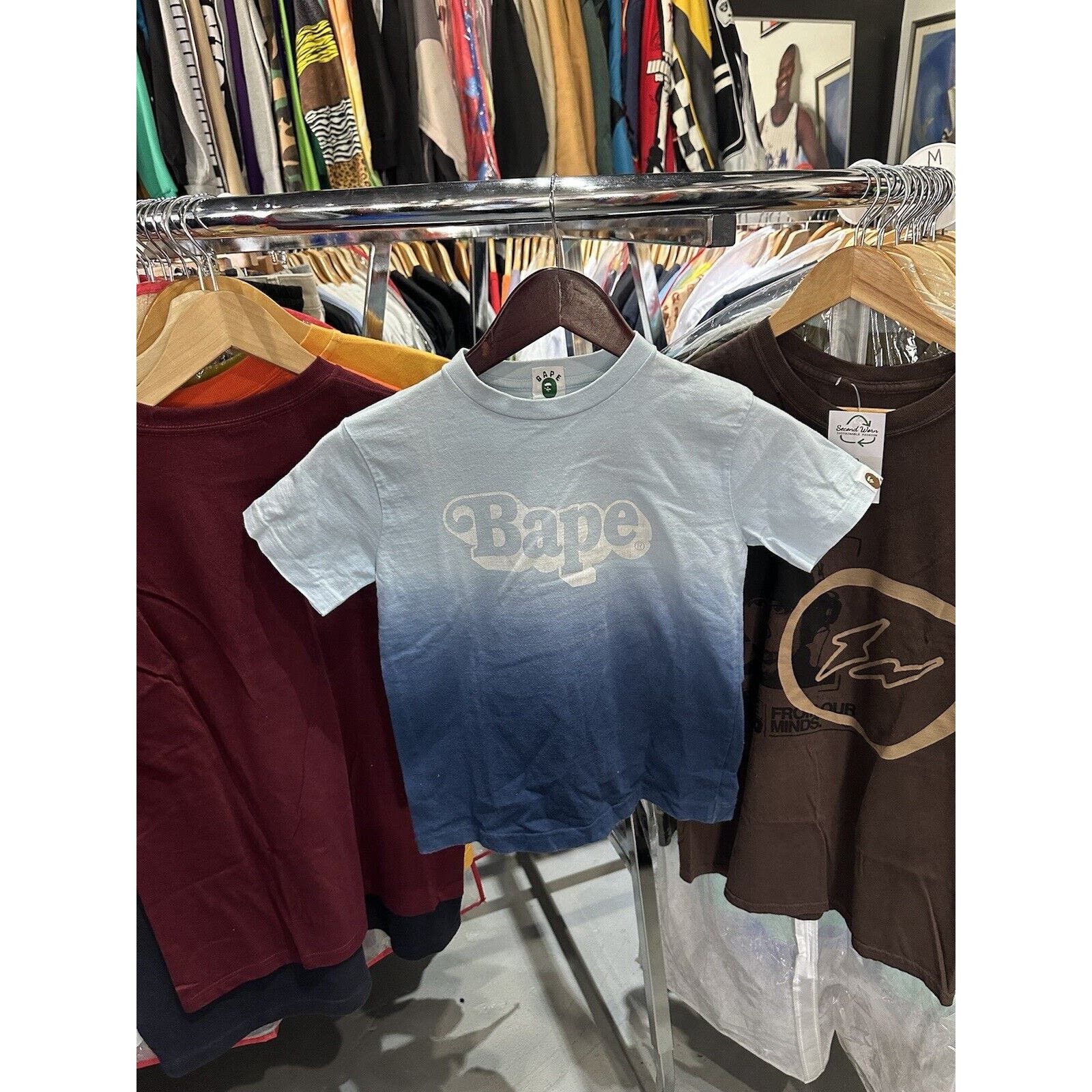 image of A Bathing Ape Bape Spell Out Blue Ombré T Shirt Woman's Xs, Women's (Size Small)