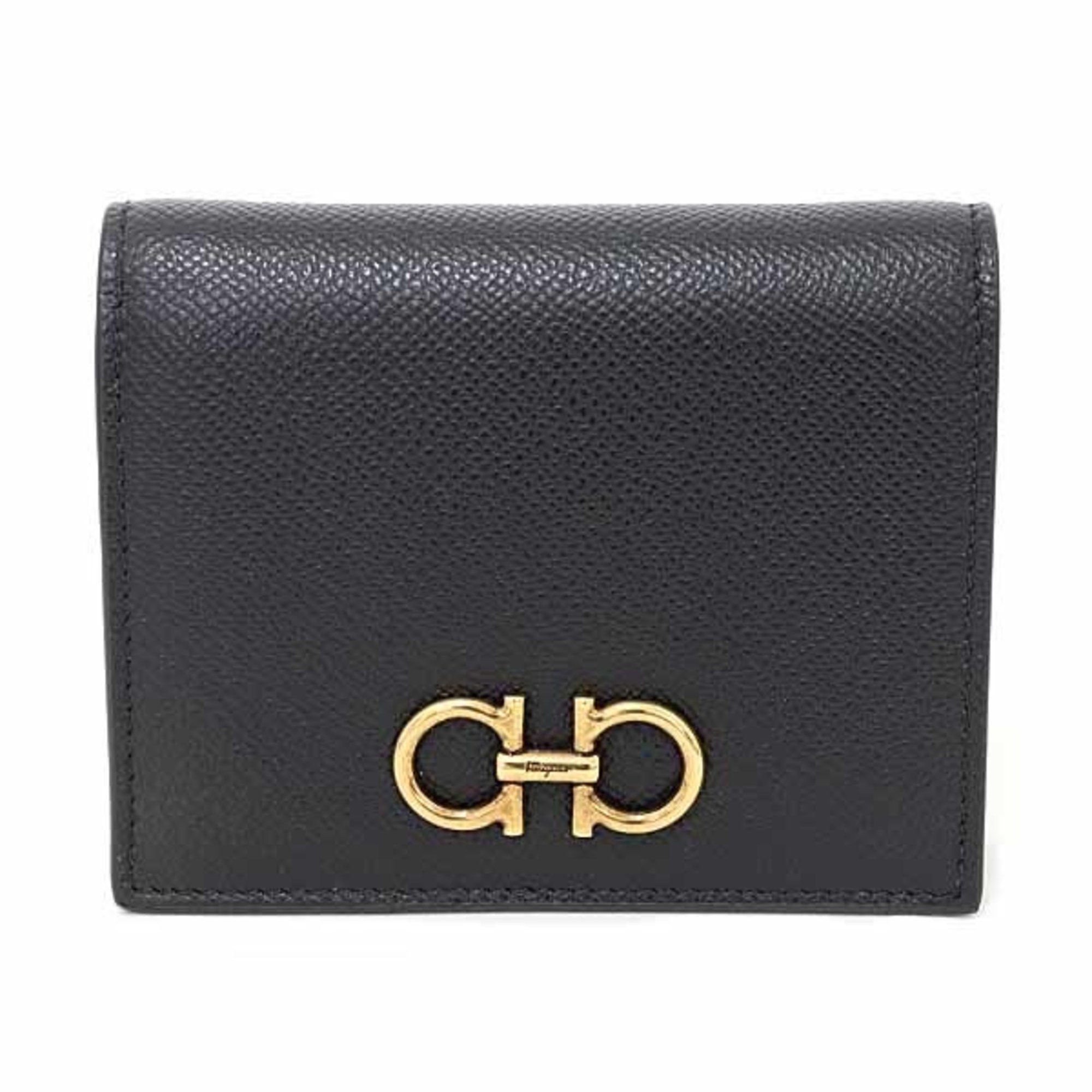 Salvatore Ferragamo Salvatore Ferragamo Double Gancini Bifold Wallet Calfskin 22D780 726512 Black Unused Size ONE SIZE - 1 Thumbnail