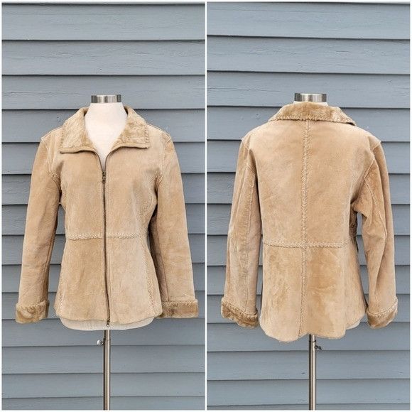Vintage Vintage 90s y2k Penny Lane Tan Suede Leather Whipstich Sherp Size L / US 10 / IT 46 - 1 Thumbnail