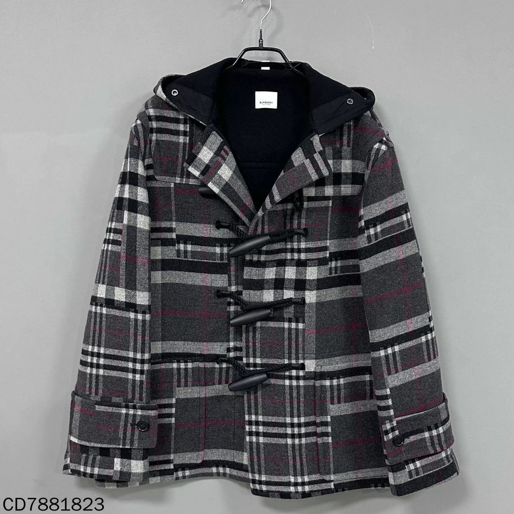 Burberry Burberry Dark Gray Check Horn Button Overcoat S Size S / US 4 / IT 40 - 1 Thumbnail