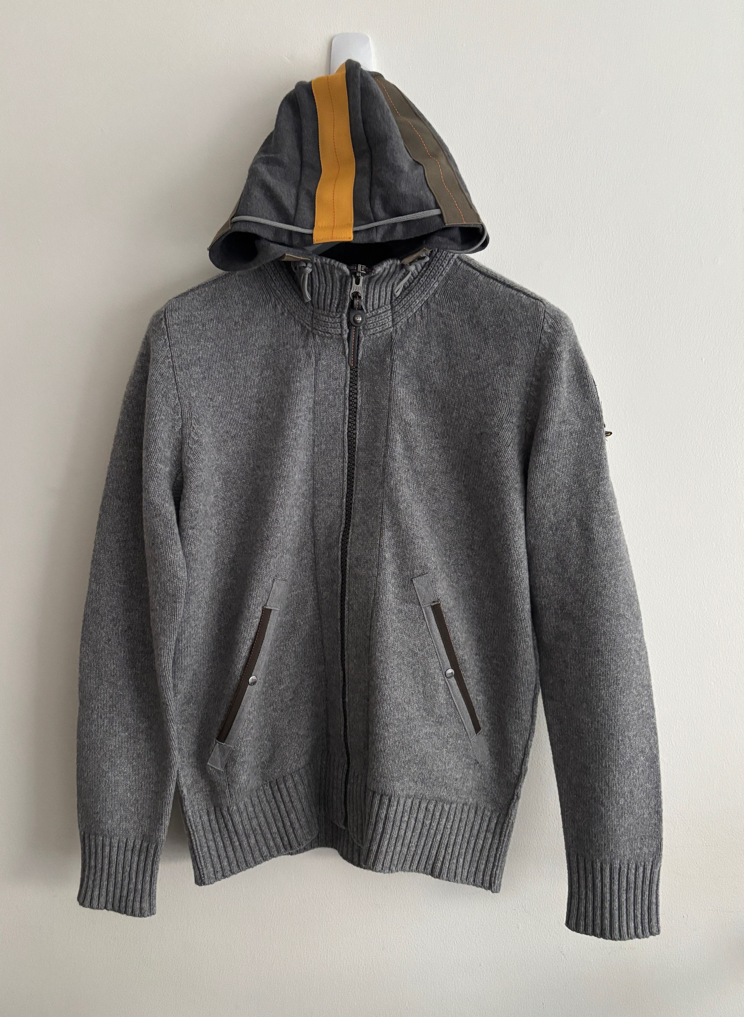 Parajumpers $875 Grey Knit Wool Zip Hood Cardigan Sweater Raglan Sleeve Size US L / EU 52-54 / 3 - 1 Thumbnail