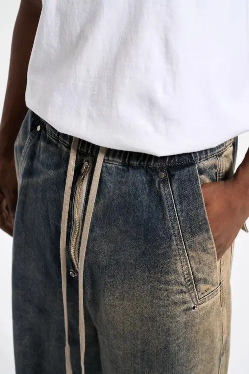 VIBE Baggy Washed Zipper Gradient Vintage Denim Jeans Size US 34 / EU 50 - 8 Thumbnail