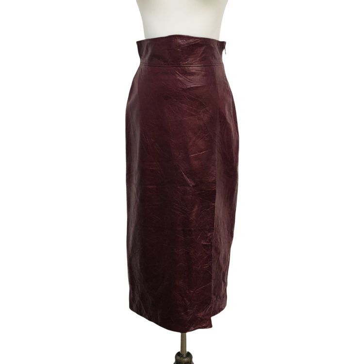 Gucci Gucci Red Lambskin Midi Skirt Size 36 Size 25" / US 0 / IT 36 - 1 Thumbnail