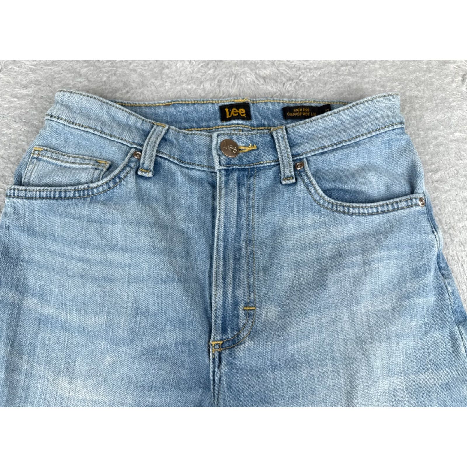 Lee Lee Jeans Womens 27 Blue Denim Cropped Wide-Leg High Rise Cotton Blend 26x24 Jeans Shirt? Size 27" / US 4 / IT 40 - 4 Thumbnail