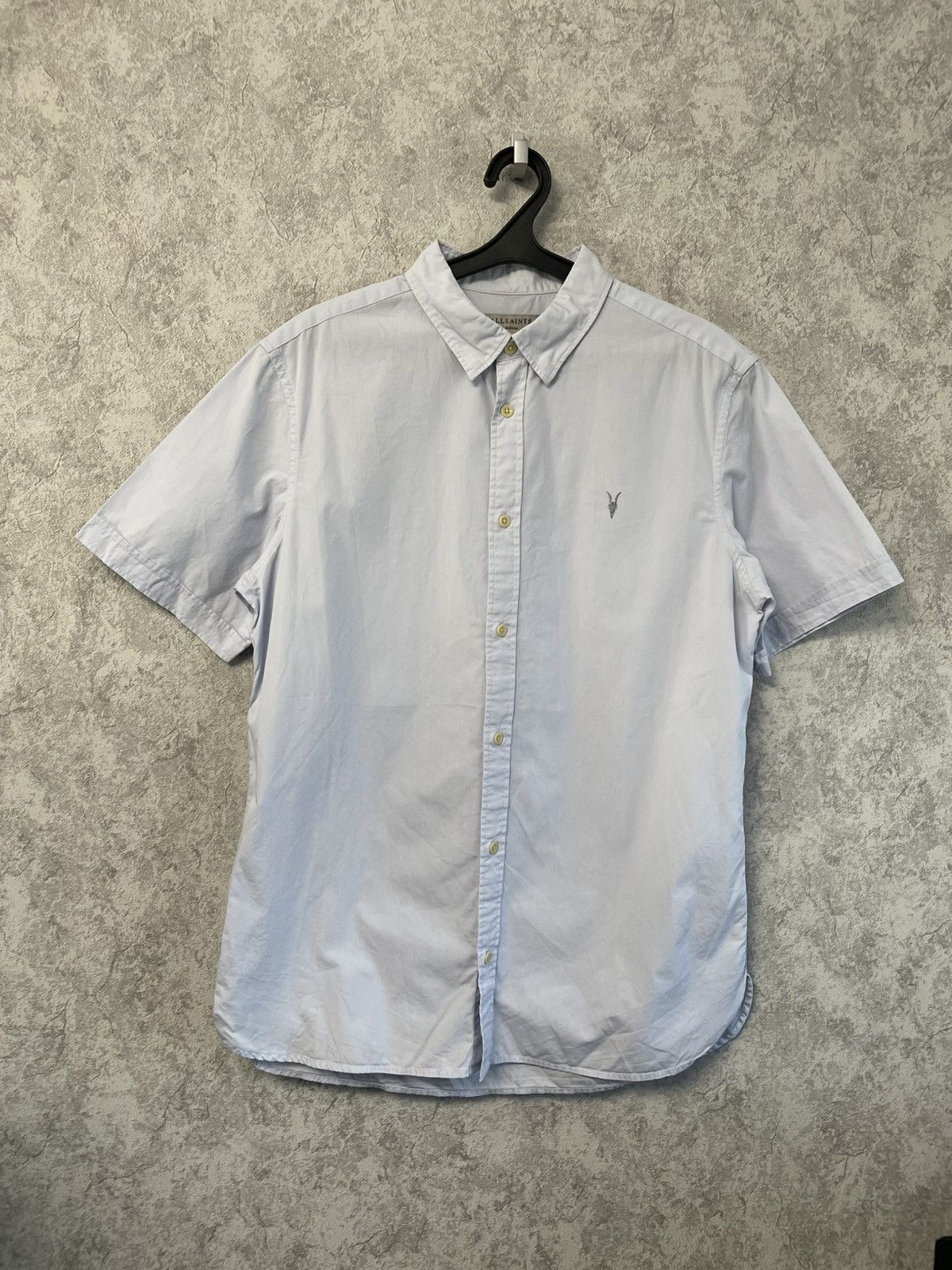 Allsaints Allsaints Blue Cotton Short Sleeve Button Up Shirt Size US M / EU 48-50 / 2 - 1 Thumbnail