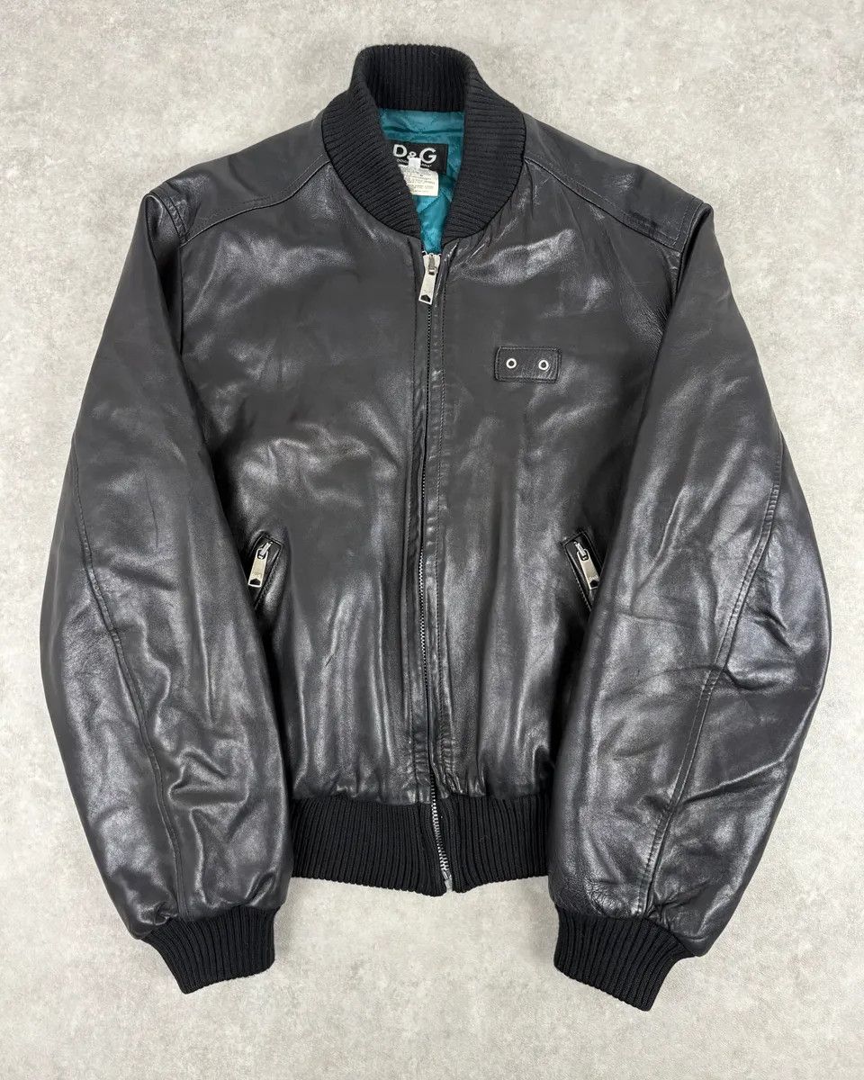 2000s Dolce & Gabbana Black Leather Mafia Aviator Bomber Jacket