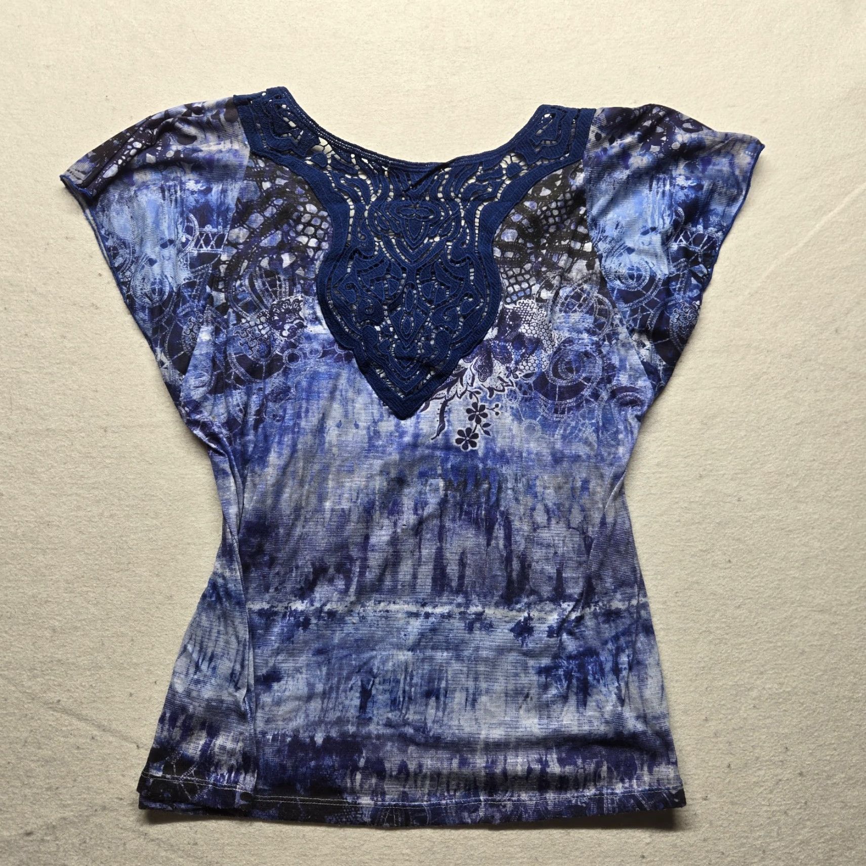 Vintage Energe Shirt Adult S Small Blue Geometric Pattern 90s Bohemian Round Neck Short Sleeve Blouse Womens Size S / US 4 / IT 40 - 7 Thumbnail