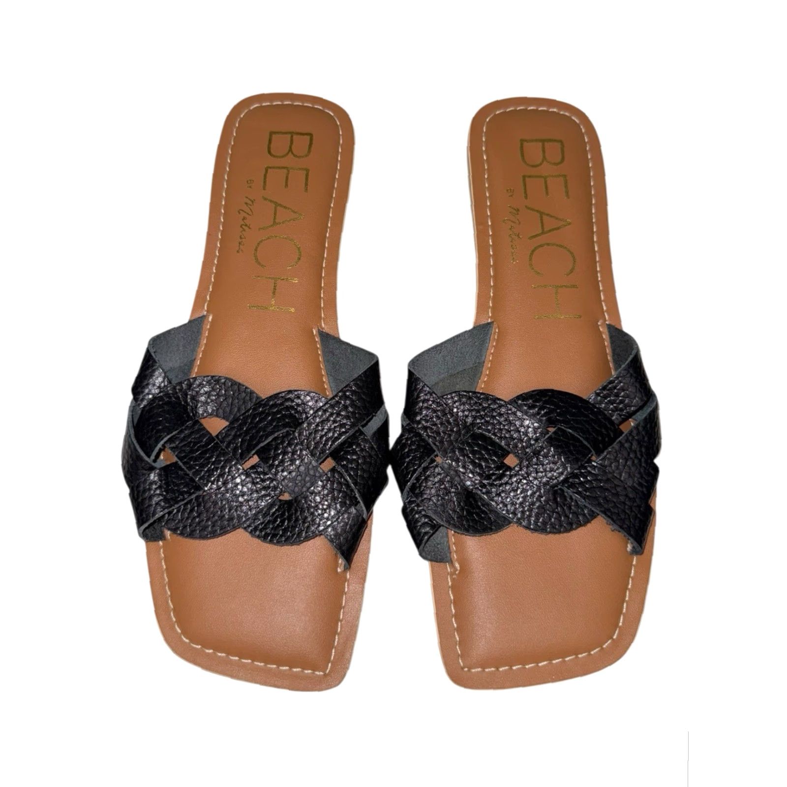 Vintage SOLE Beach by Matisse Escape Sandals Pad Sole Leather Black Size 9 Women Slide Tumbled Leather Black Size US 9 / IT 39 - 2 Thumbnail