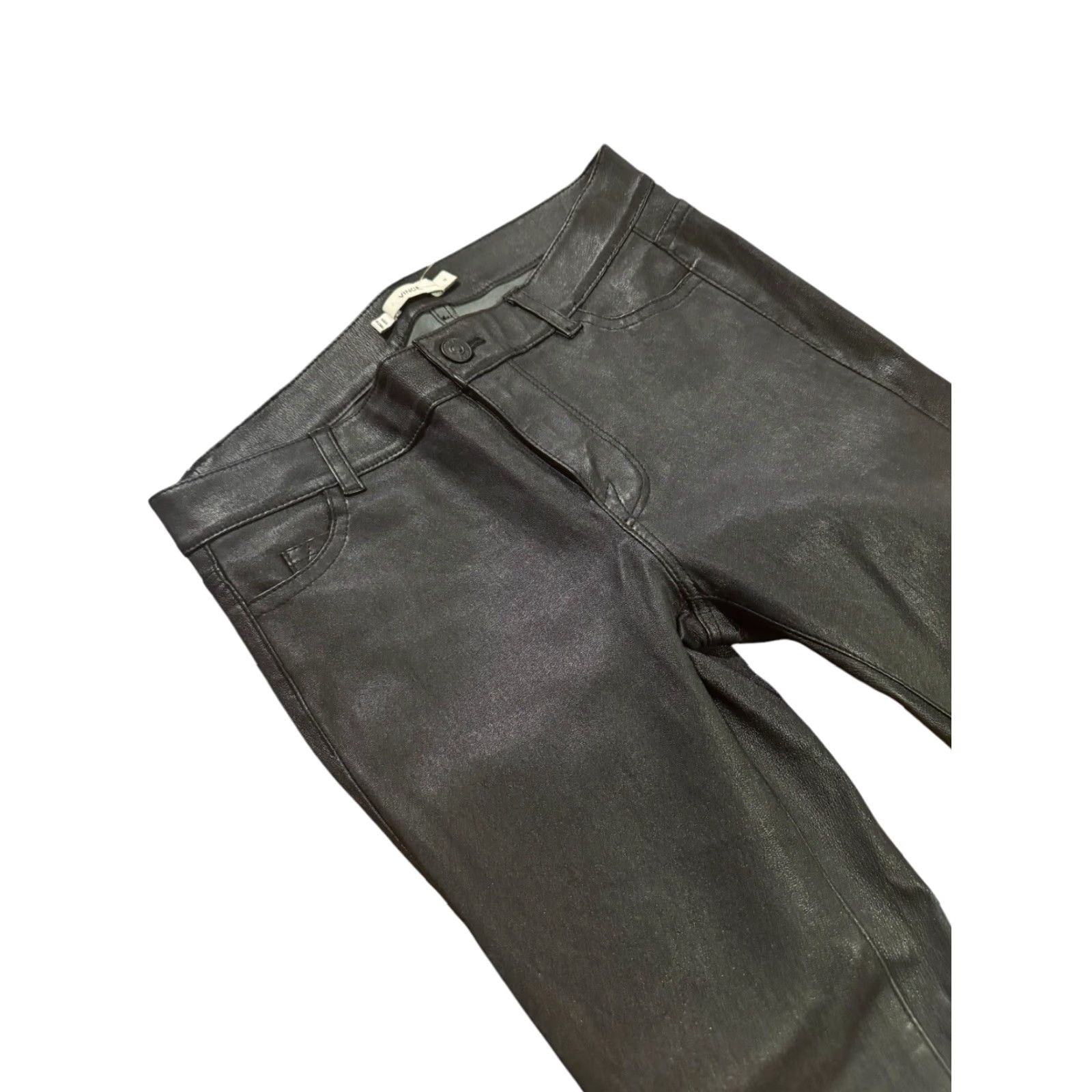 Vince Vince 100% Lamb Leather Pants Women Slim Size 0 Black Knitted 31in Ankle Regular Pants Womens Season Spring Summer Fall Party/Cocktail Casual Size 25" / US 0 / IT 36 - 2 Thumbnail