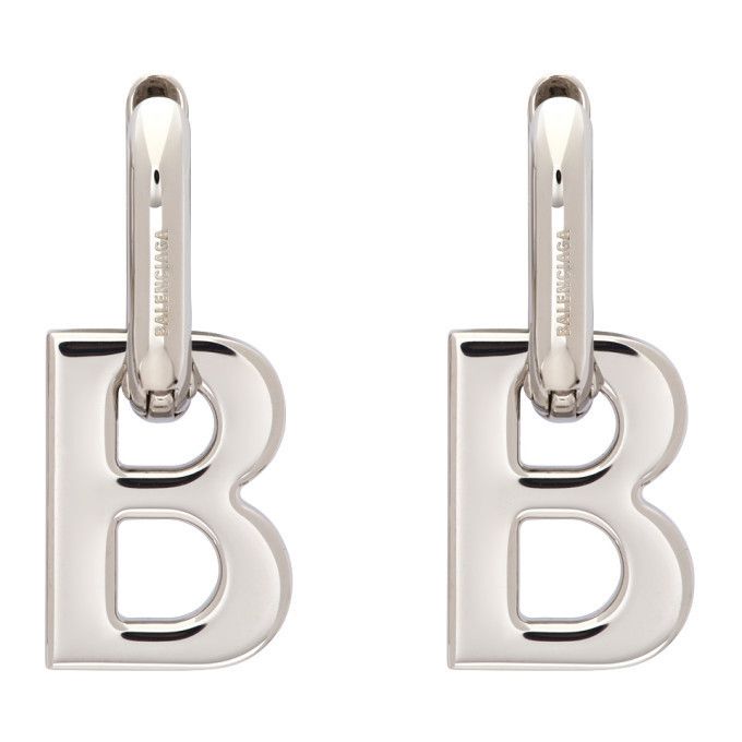 Balenciaga Silver XL B Chain Earrings Size ONE SIZE - 1 Thumbnail