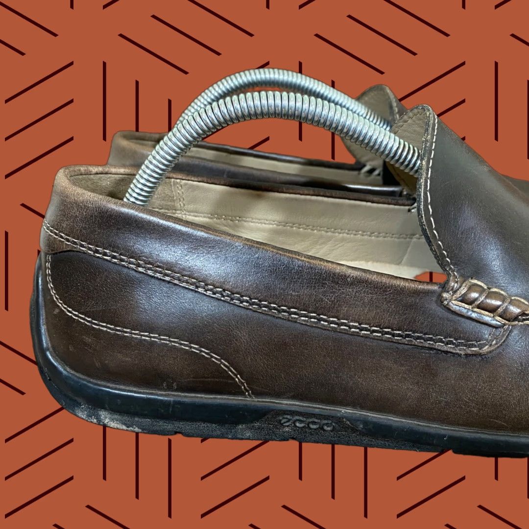 Ecco ECCO Loafers Mens 44 US 10-10.5 Brown Leather Slip On Casual Moc Toe Comfort Shoes Size US 11 / EU 44 - 1 Thumbnail