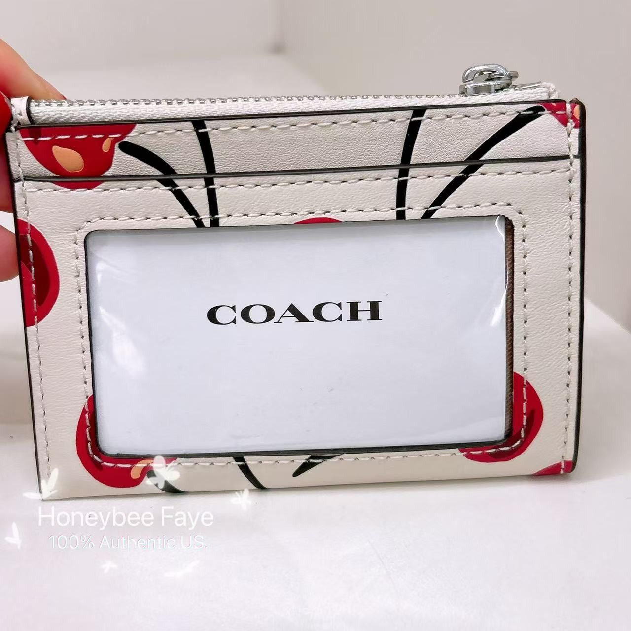 Coach 🍒 Mini Skinny Id Case With Cherry Print CZ463 Size ONE SIZE - 2 Thumbnail