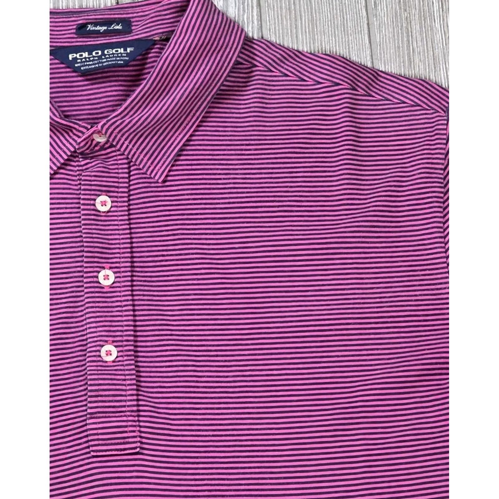 Polo Ralph Lauren Polo Golf Ralph Lauren Vintage Isle Mens XL Pink Blue Stripe Shirt Short Sleeve Size US XL / EU 56 / 4 - 3 Thumbnail