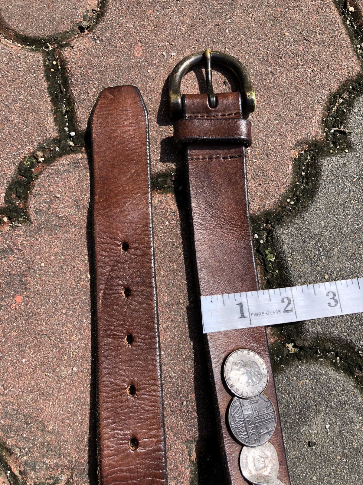 Tete Homme 💢Very Rare💢 Tete Homme Coin Leather Belt Size 34 - 12 Thumbnail