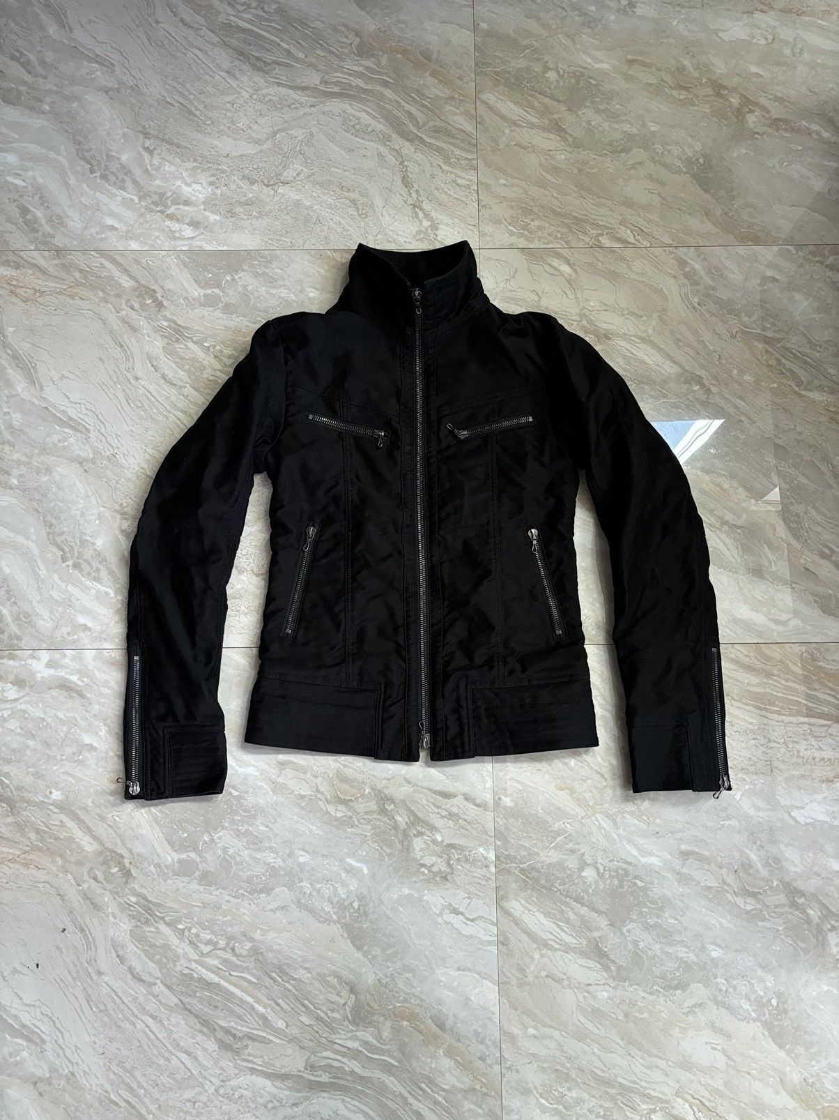 image of 14Th Addiction x Isamu Katayama Backlash Shellac Biker Jacket in Black, Men's (Size Small)