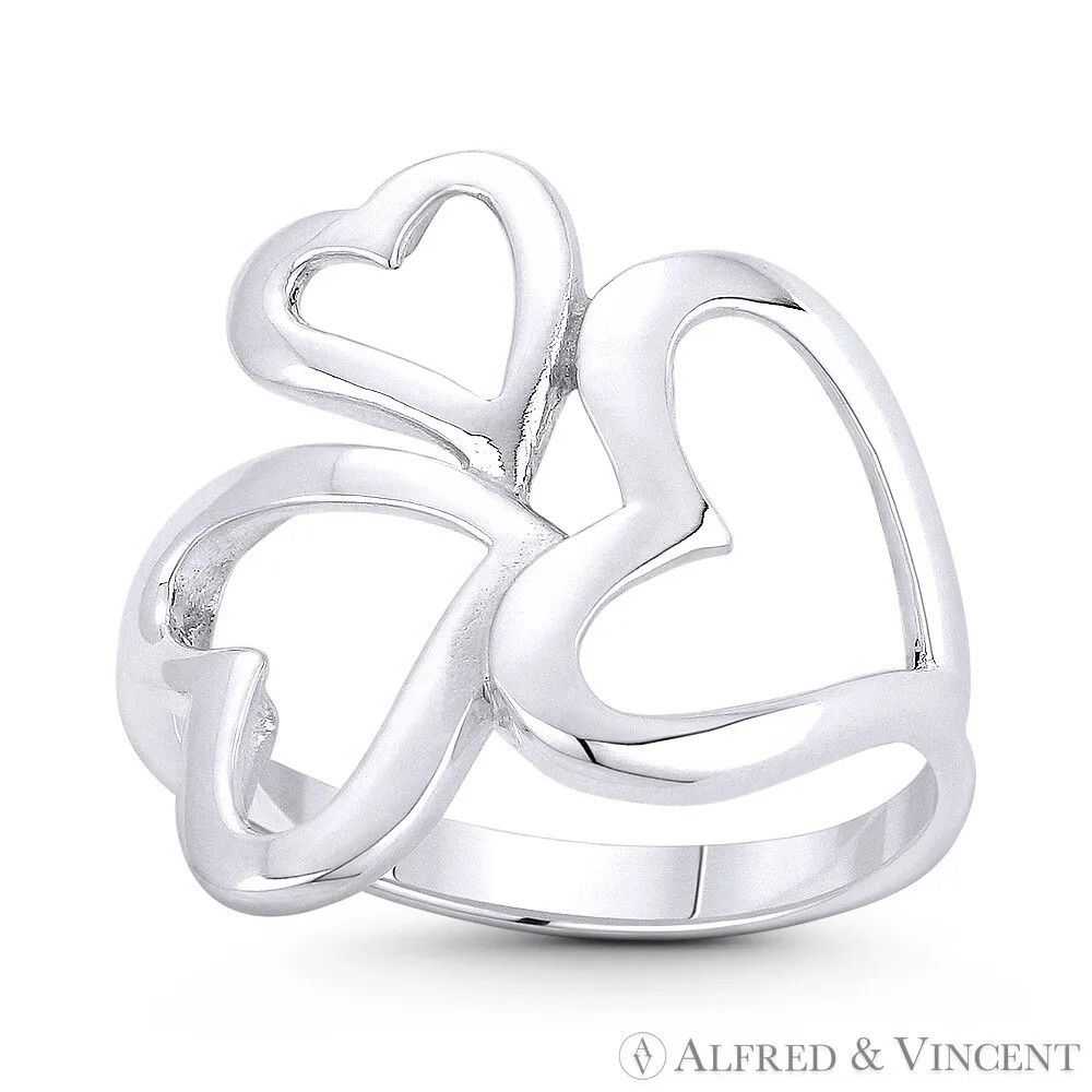 Other Triple Heart Love Charm Right-Hand Promise Ring Size ONE SIZE - 1 Preview