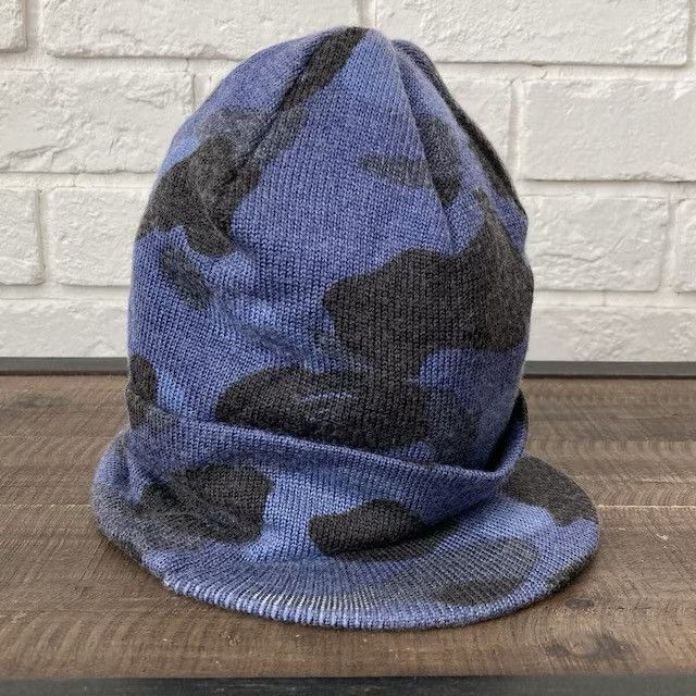 BAPE Blue camo brim beanie knit cap a bathing ape NIGO