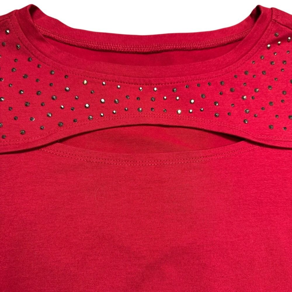 Other NWT New Belle By Kim Gravel Cut out Embellished Red Top Tun Size L / US 10 / IT 46 - 6 Thumbnail