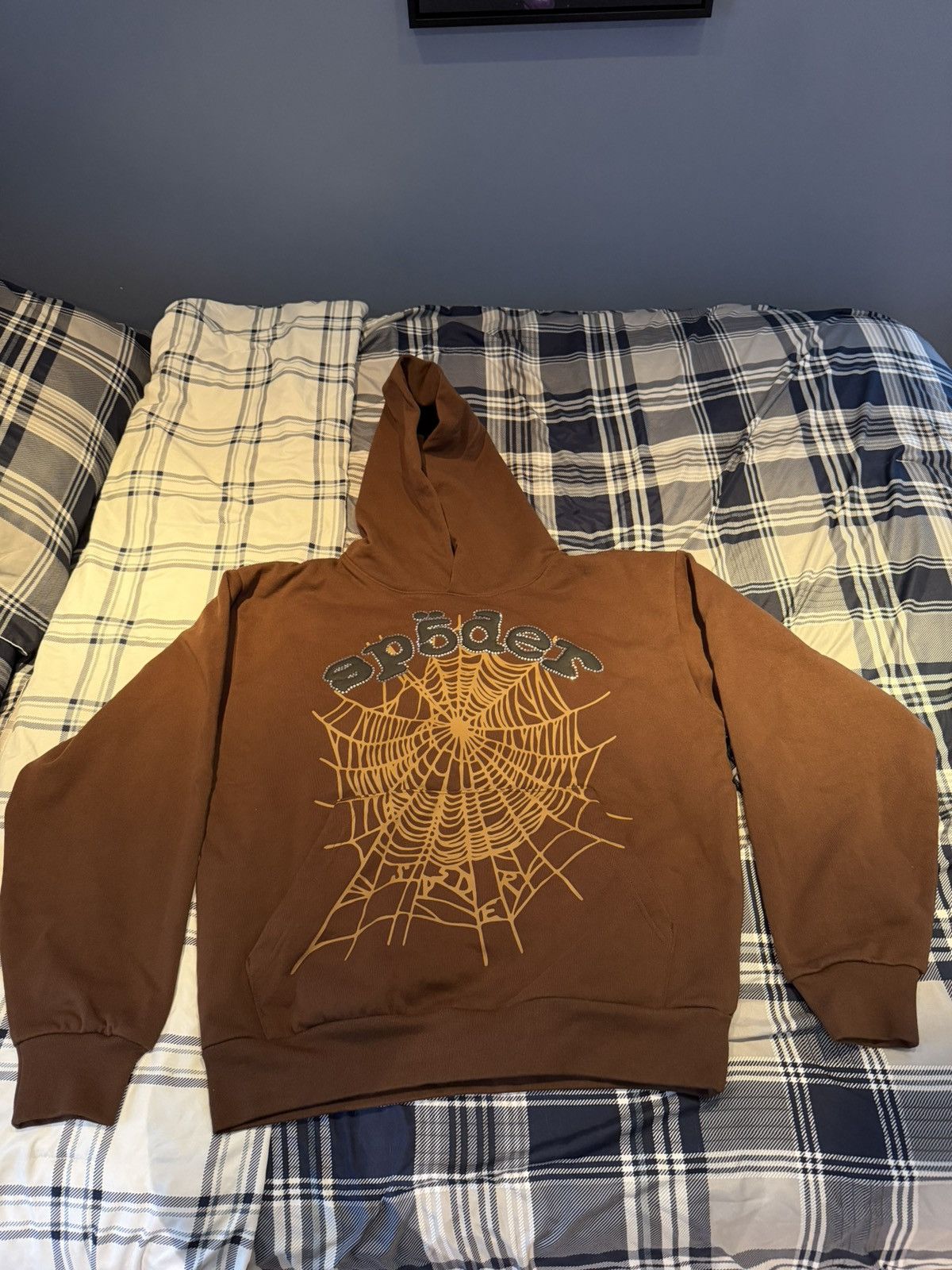 Sp5der Brown Rhinestone Sp5der Hoodie Size US M / EU 48-50 / 2 - 2 Thumbnail
