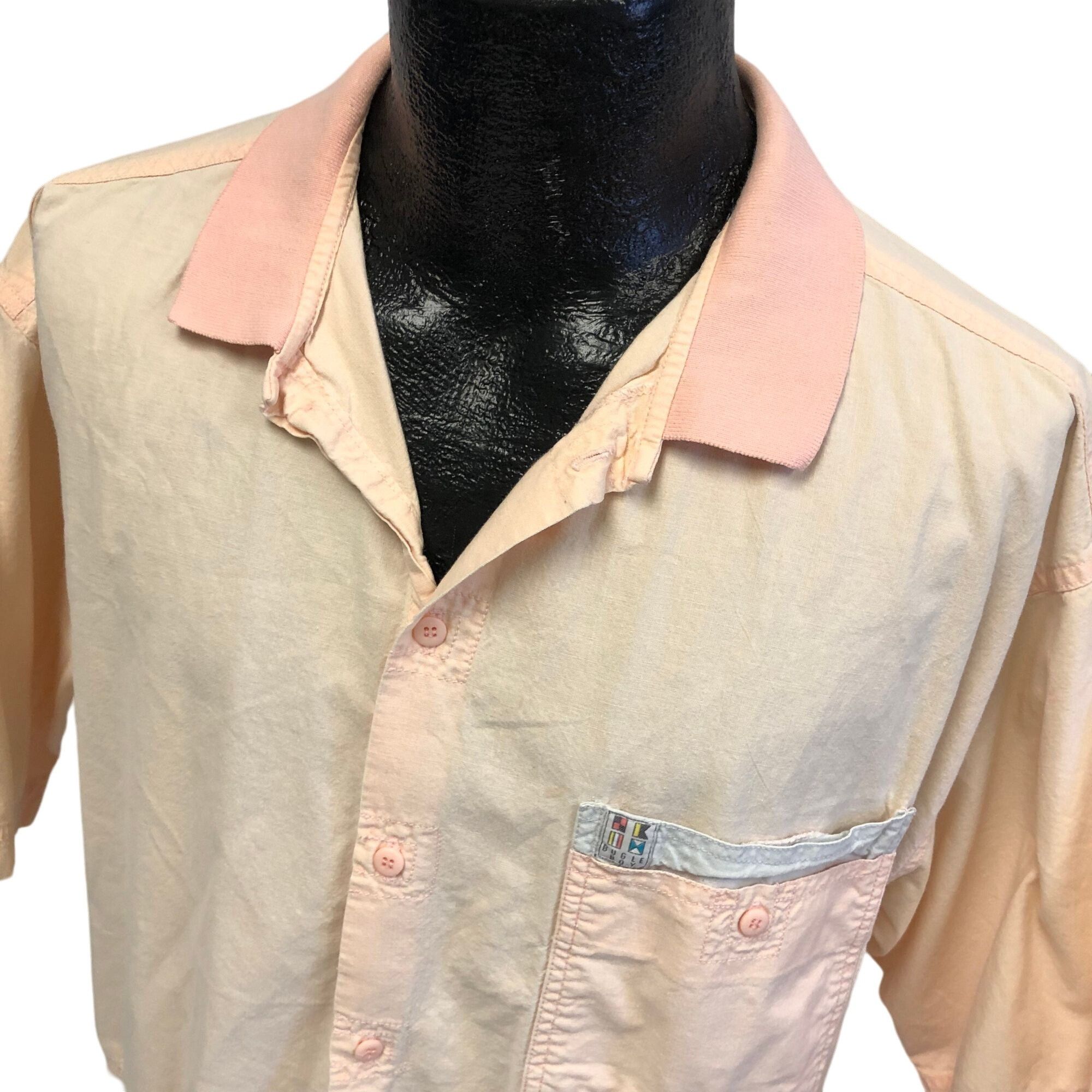 Bugle Boy Vtg Bugle Boy 1/2 Button Pullover Pastel PINK Skater Shirt Size US L / EU 52-54 / 3 - 2 Thumbnail
