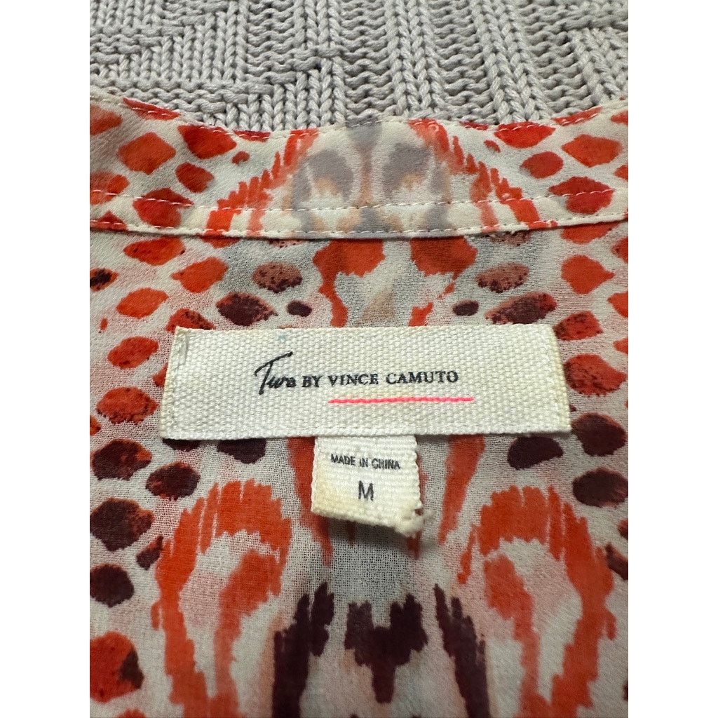 Vince Camuto Vince Camuto orange abstract sheer blouse size M Size M / US 6-8 / IT 42-44 - 3 Thumbnail