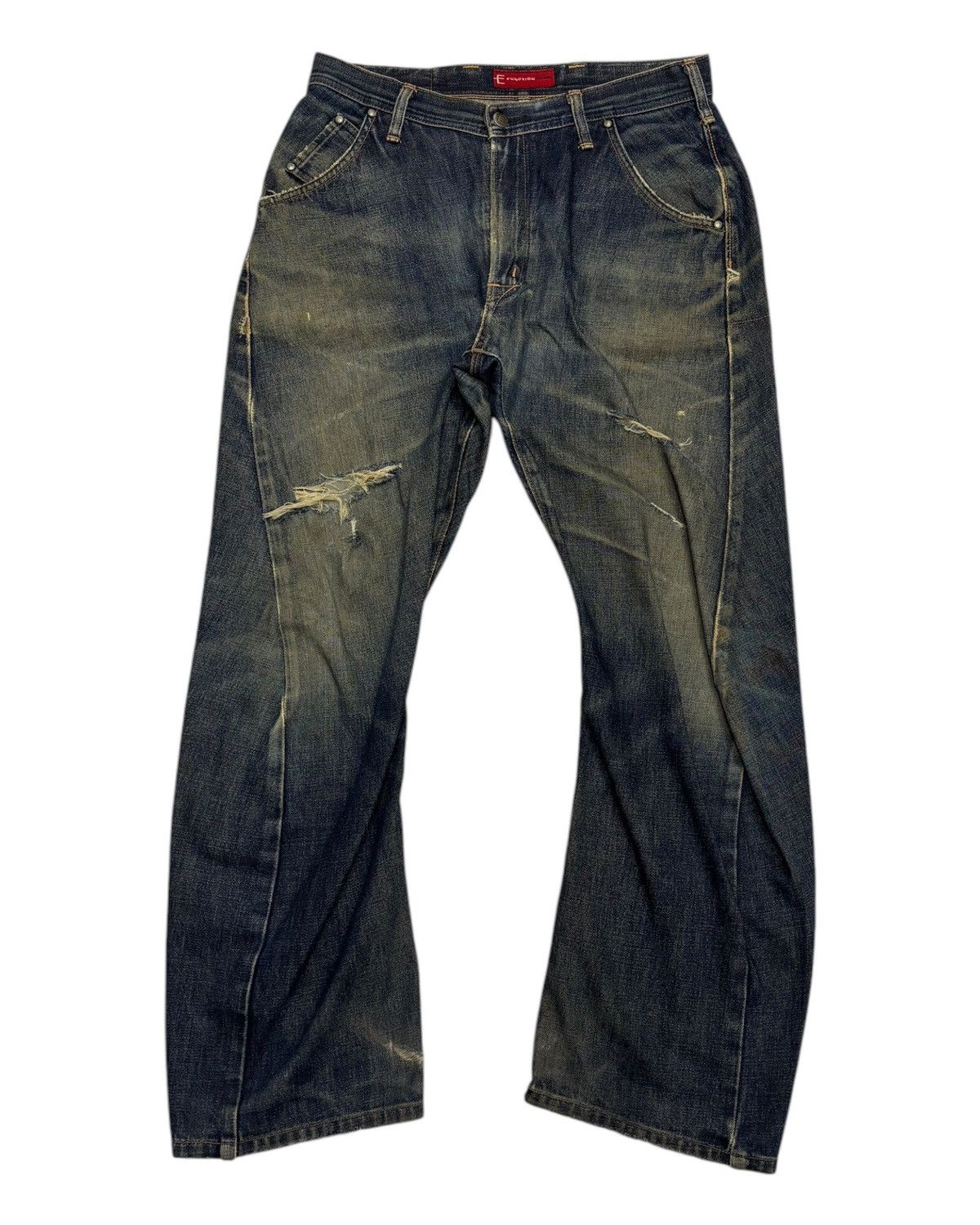 Edwin 🔥BAGGY EDWIN FUNCTION THRASHED DISTRESSED DENIM JEAN Size US 32 / EU 48 - 5 Thumbnail