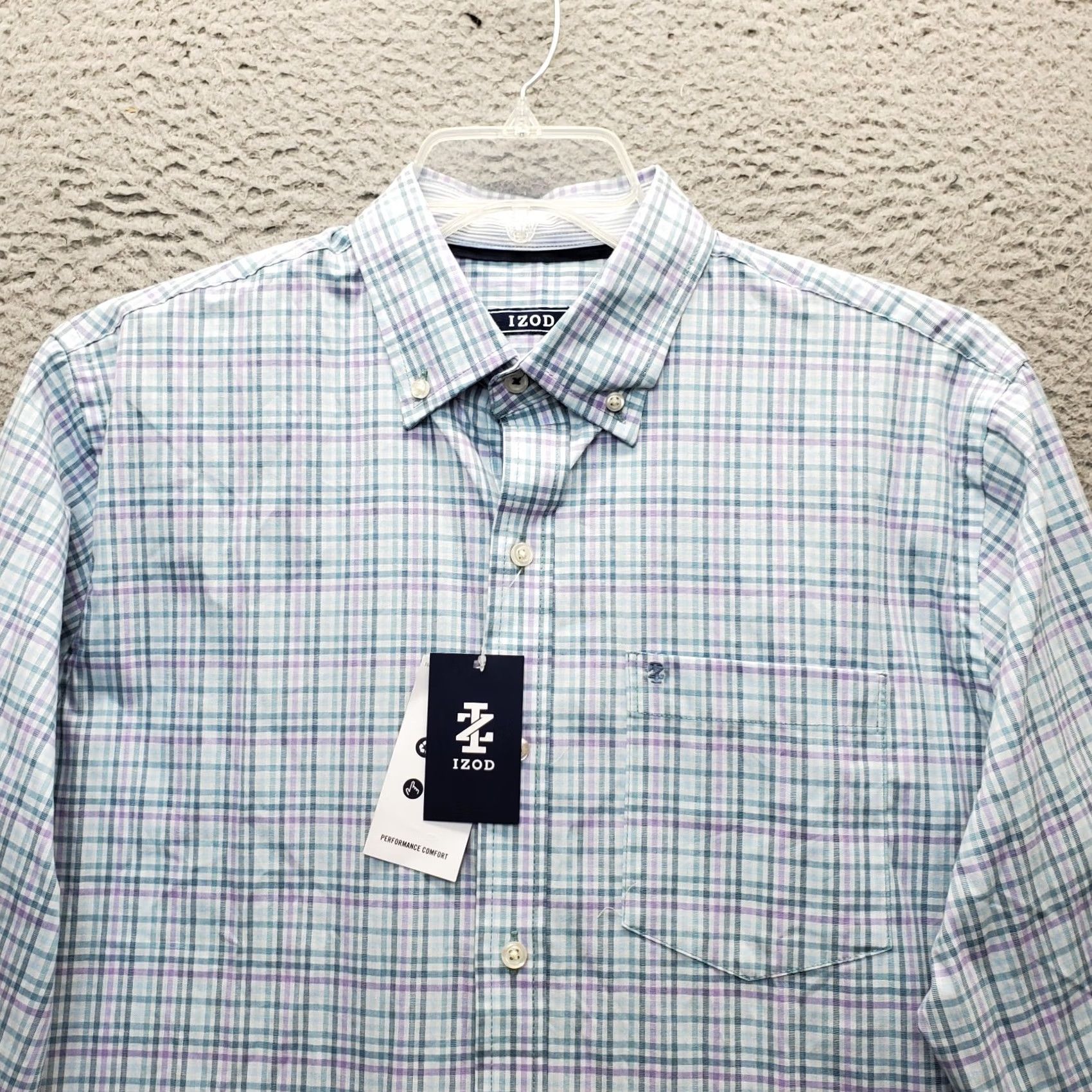 Izod IZOD Mens Shirt Multi Plaid Button-Down Stretch Performance Comfort Fit Size US M / EU 48-50 / 2 - 5 Thumbnail