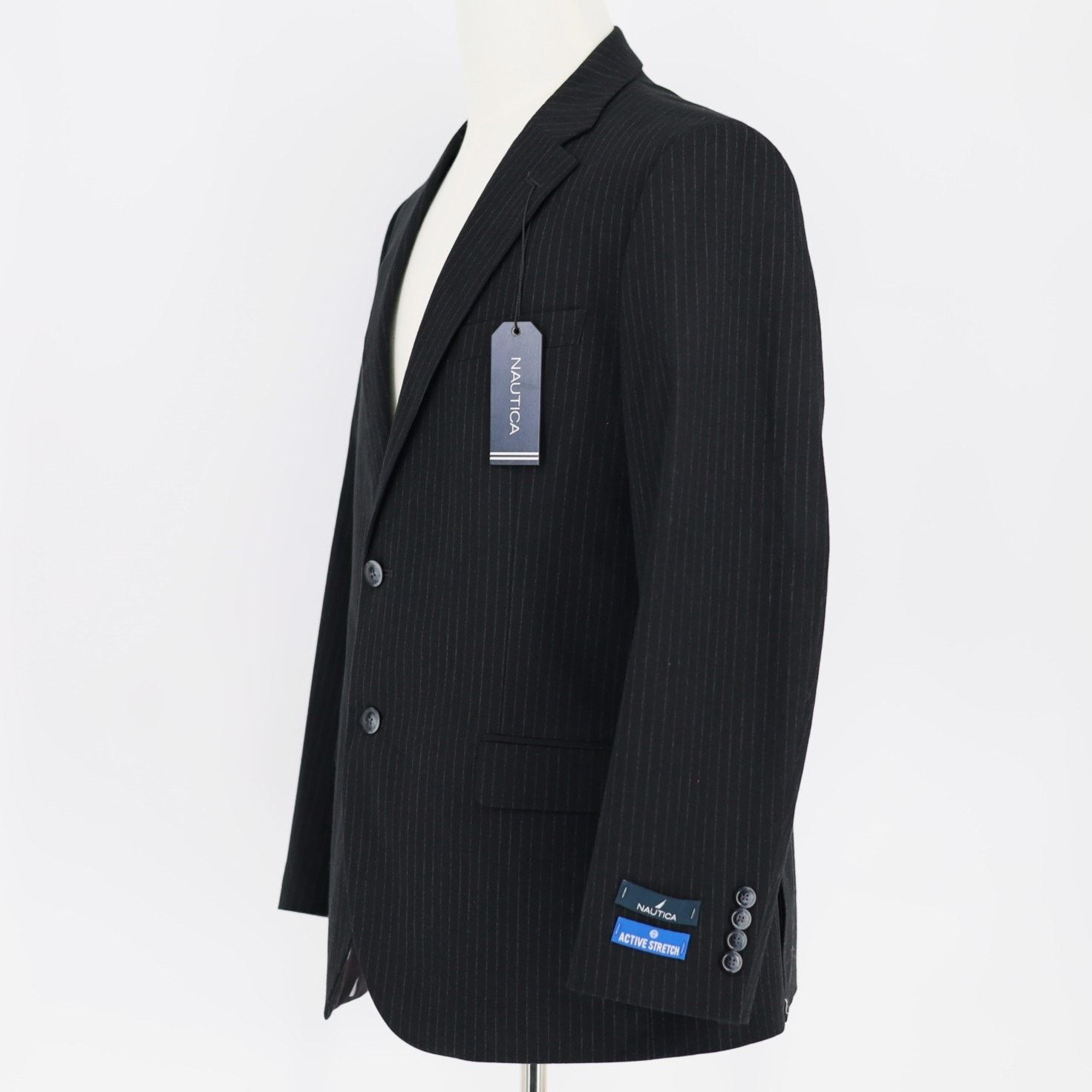 Nautica Nautica Men's Black Stripe Modern-Fit Suit Blazer Size 42R Size 42R - 5 Thumbnail