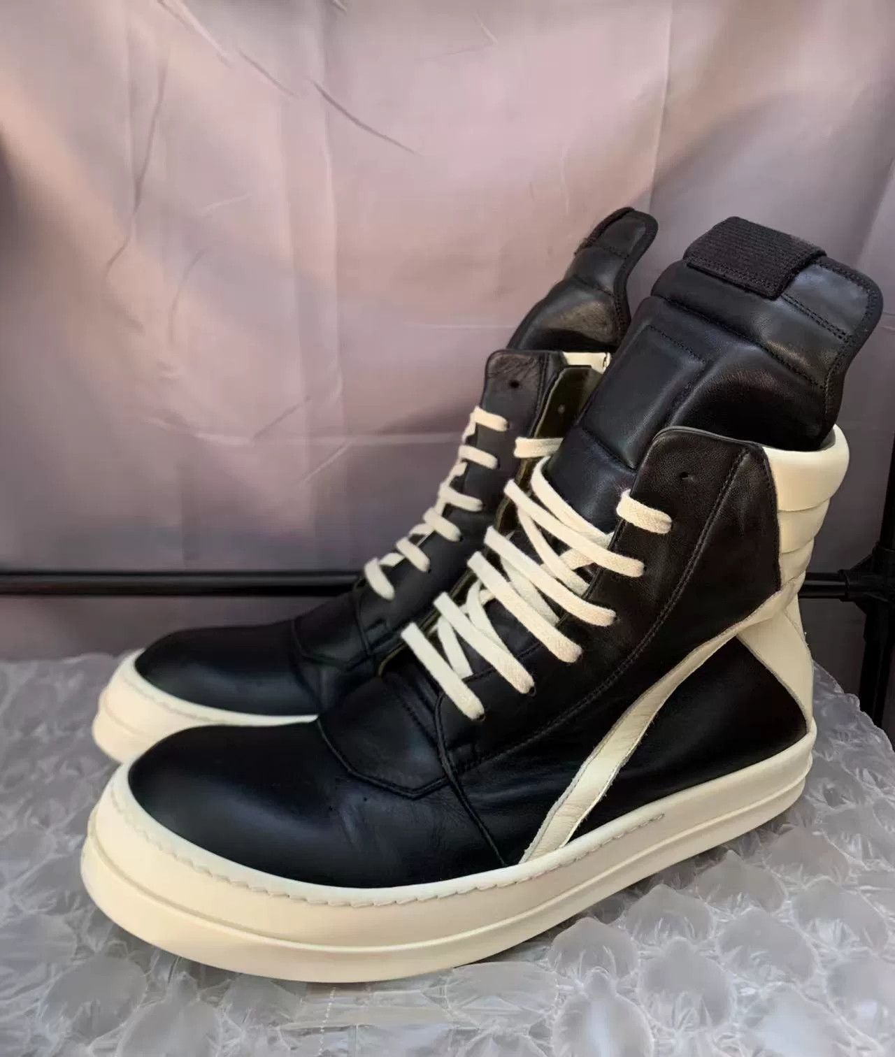 Rick Owens rick owens new black leather high-top sneakers Size US 11.5 / EU 44-45 - 1 Thumbnail