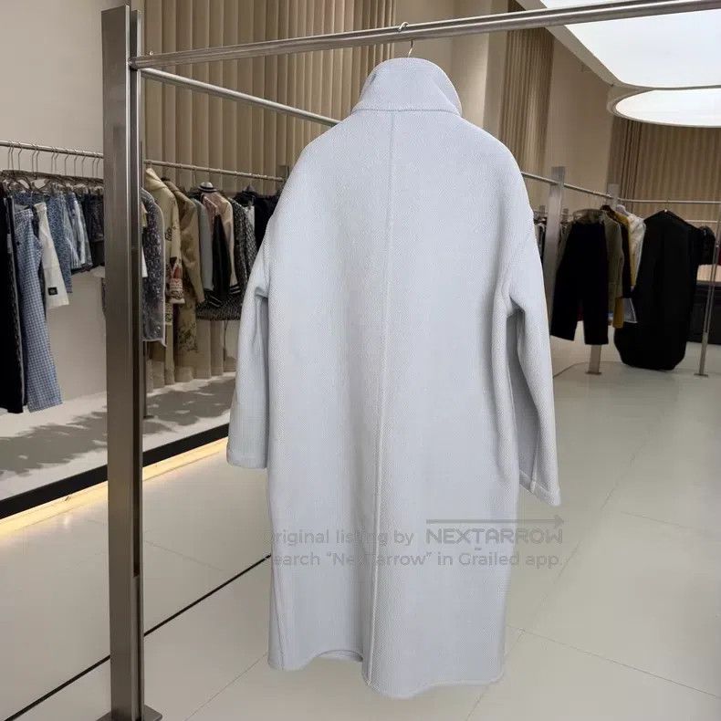 Hermes Hermes Light Blue Single-Breasted Wool Mid-Length Coat Size 4XL / US 24-26 - 2 Thumbnail
