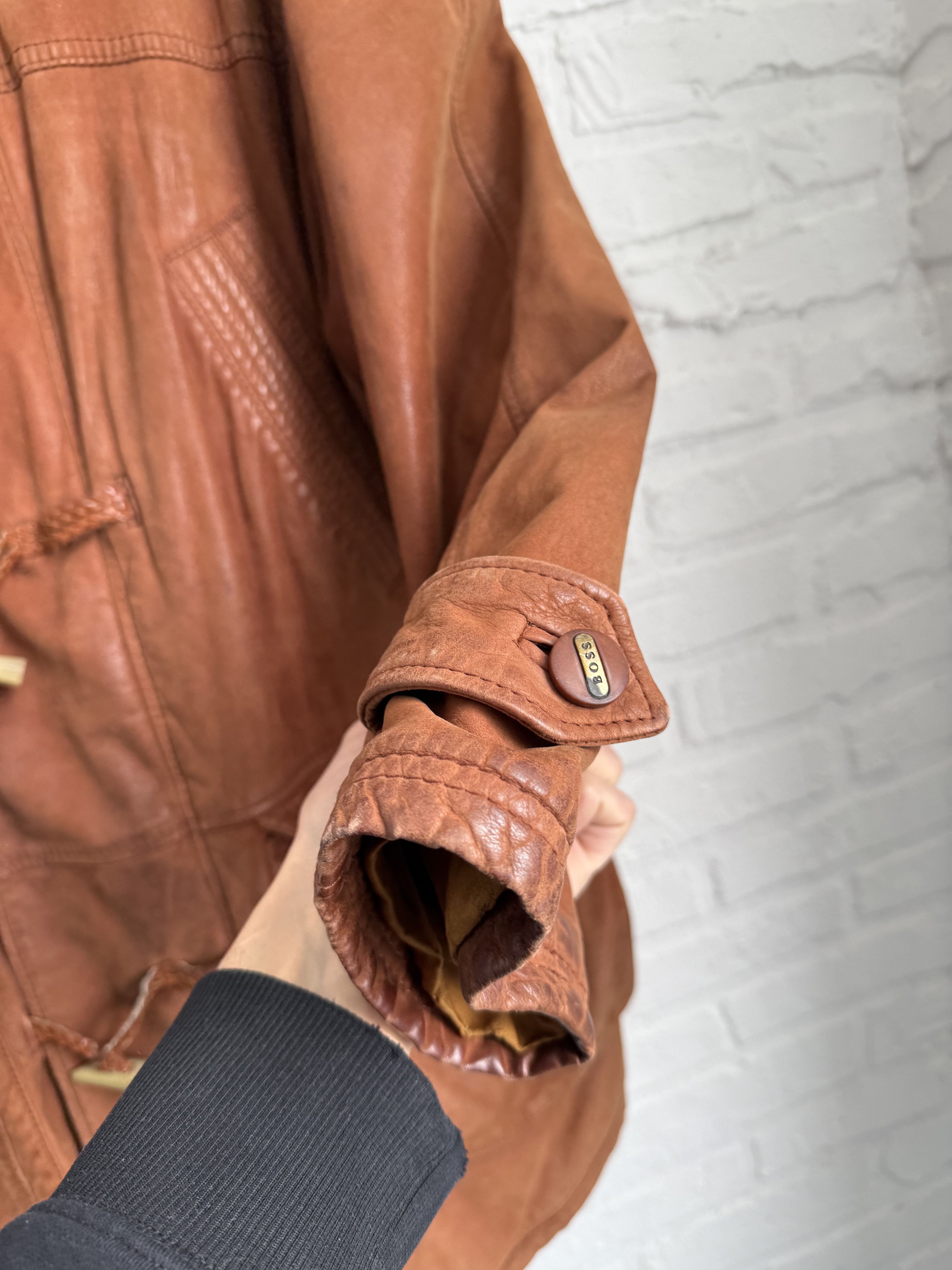 Hugo Boss Vintage 90s Hugo Boss Leather duffle coat toggle jacket Size US L / EU 52-54 / 3 - 21 Thumbnail