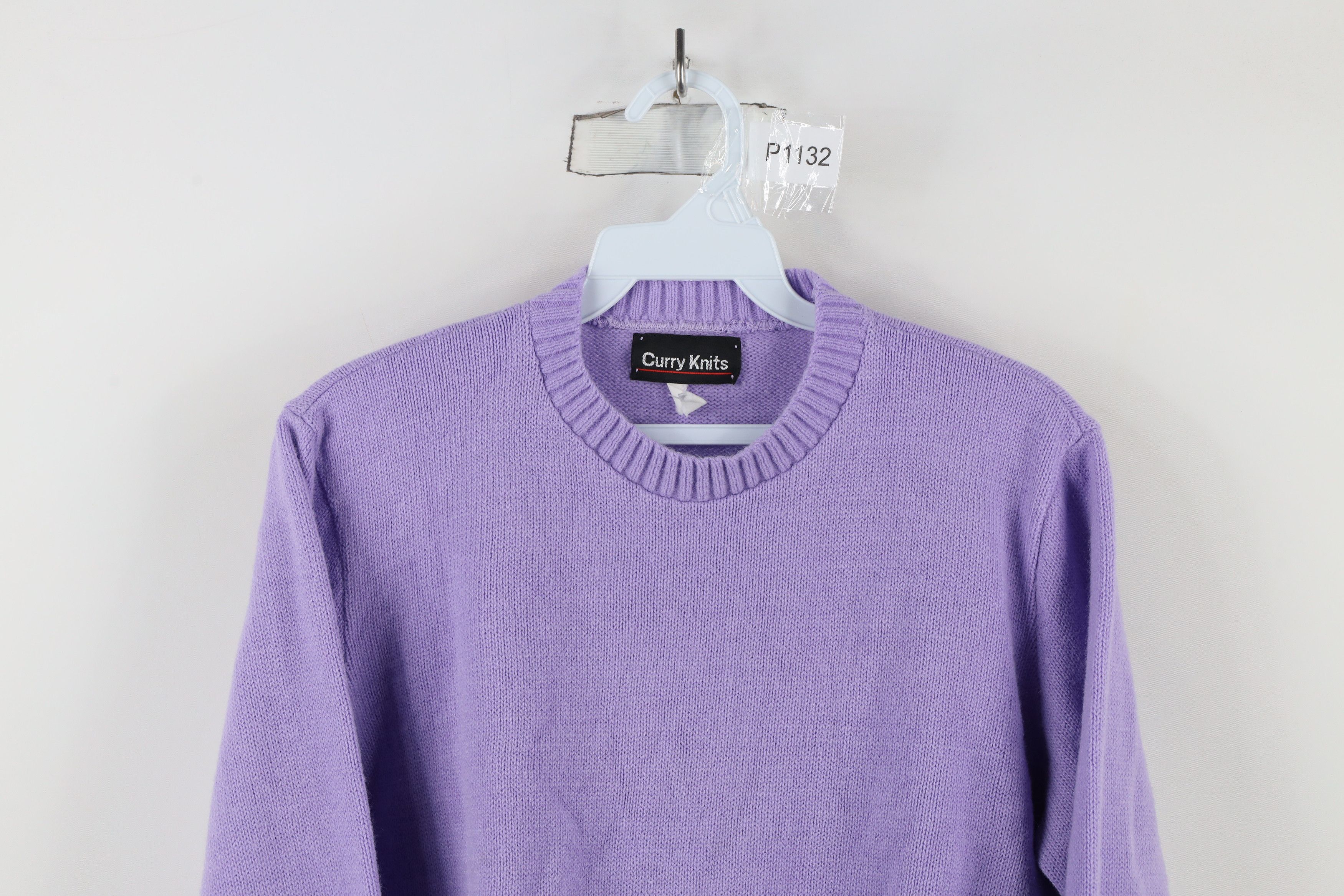 Vintage Vintage 90s Streetwear Distressed Blank Knit Sweater Purple Size M / US 6-8 / IT 42-44 - 2 Thumbnail