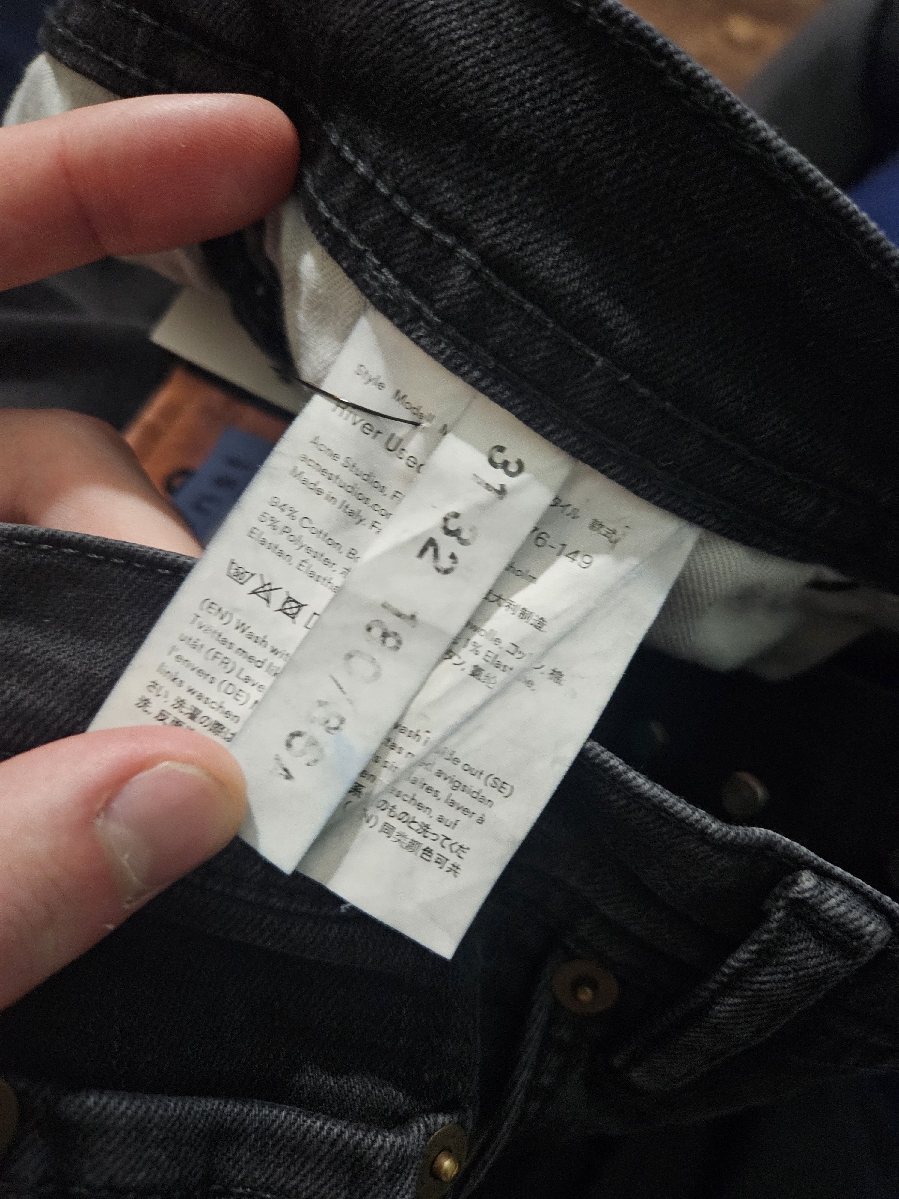 Acne Studios Blå Konst River Used Blk Back Patch Denim Jeans Size US 31 - 9 Thumbnail