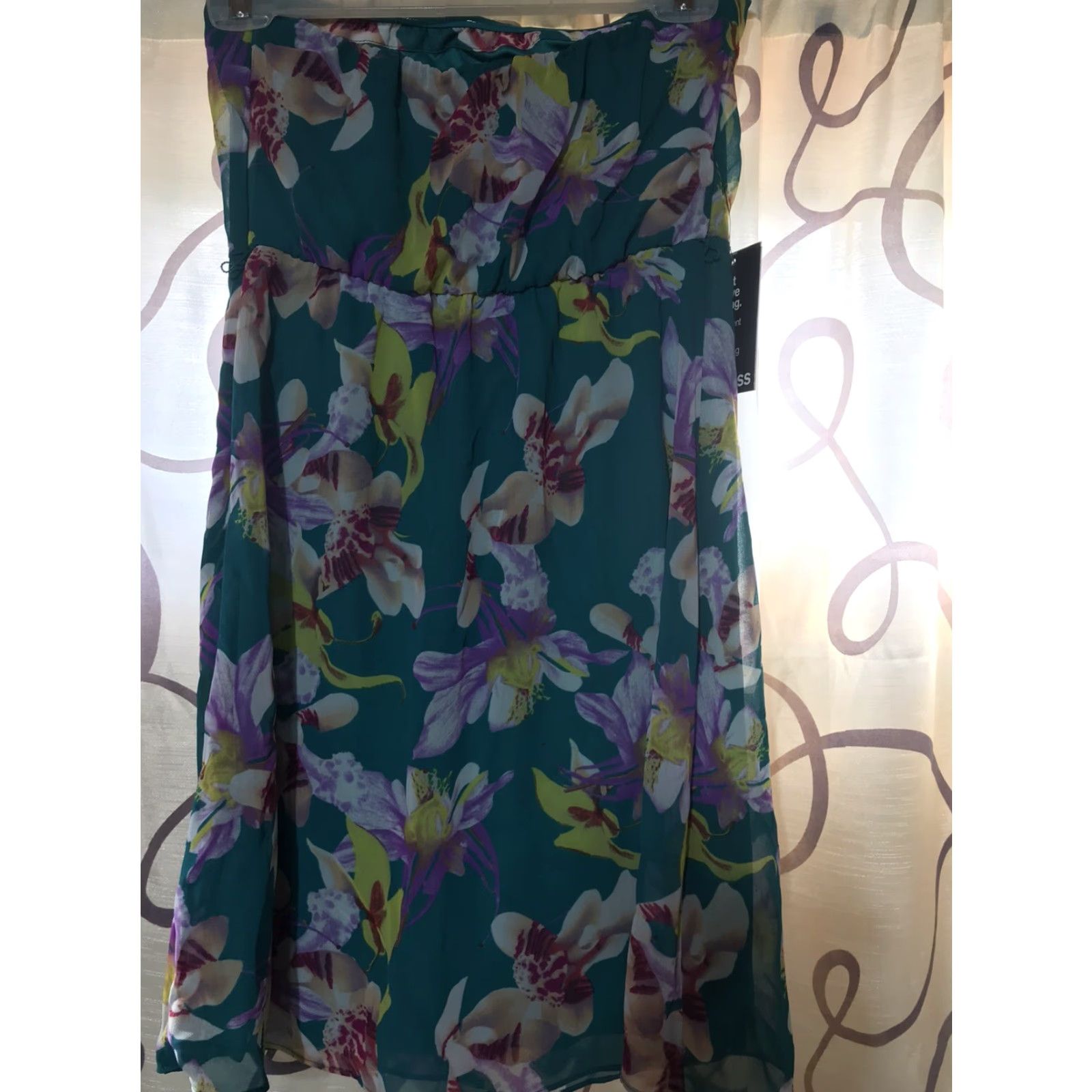 Express Express Women’s Flower Print Strapless Dress Size 4 Summer Casual Chiffon Multicolor Size S / US 4 / IT 40 - 2 Thumbnail