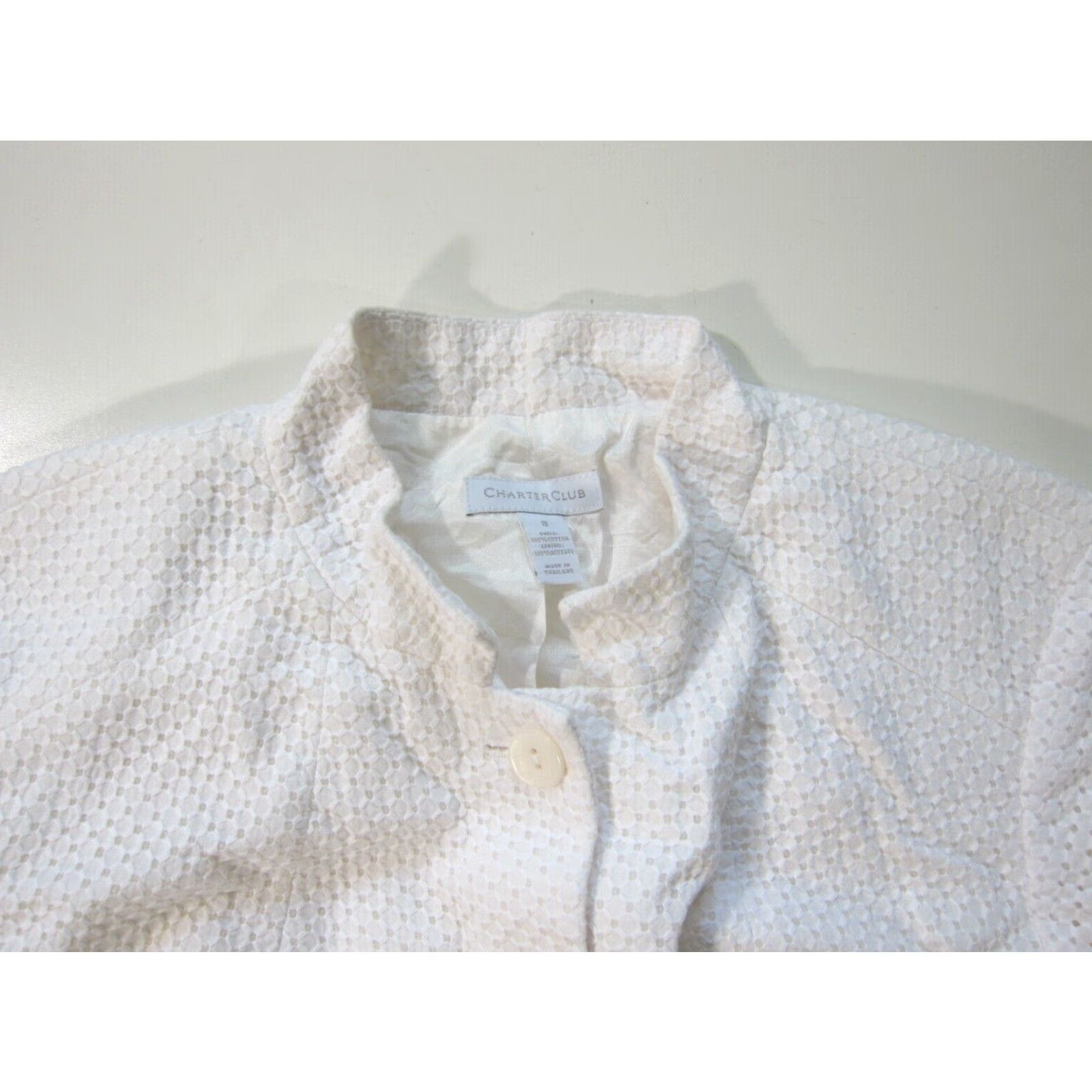 Charter Club Charter Club Blazer Women 8 White 2 Pocket 5 Button 100% Cotton Embroidered Shirt Jacket Size M / US 6-8 / IT 42-44 - 4 Thumbnail
