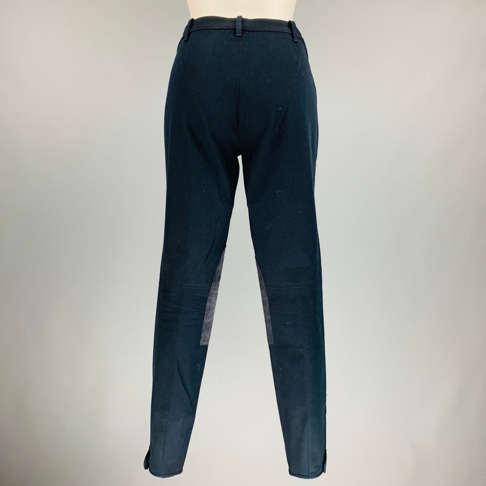 Ralph Lauren Size 8 Navy Cotton Elastane Patchwork Suede Casual Pants Size 30" / US 8 / IT 44 - 4 Thumbnail