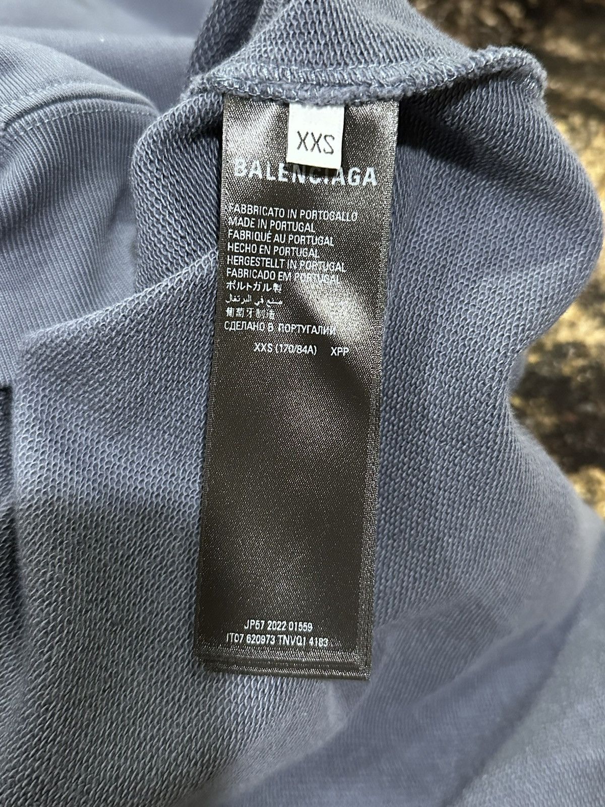 Balenciaga Balenciaga Oversize Spray Bleach Print Logo Dark Blue Hoodie Size US XXS / EU 40 - 9 Thumbnail