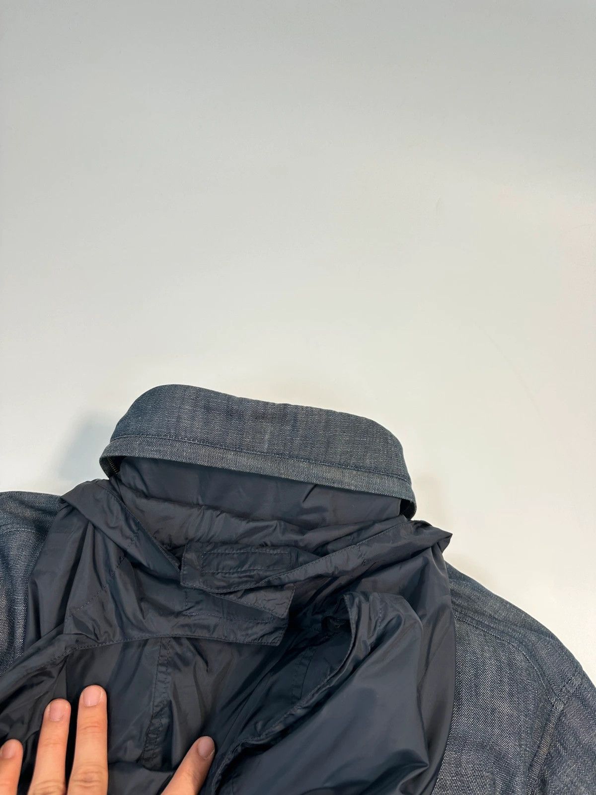 Prada Prada Sport FW04 Denim Blue Hybrid Down Puffer Hooded Jacket Size US L / EU 52-54 / 3 - 7 Thumbnail