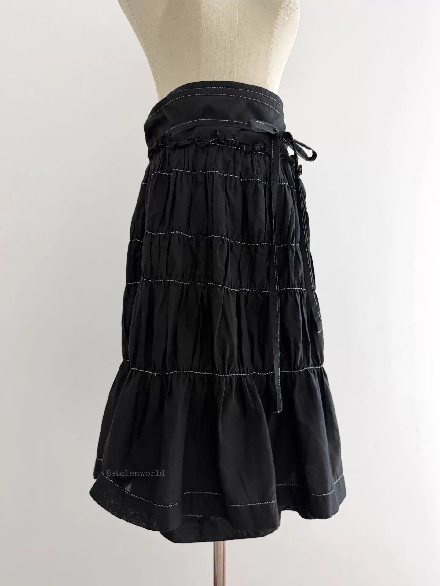 Comme des Garcons Comme des Garçons Pleated TieWaist Linen-Cotton Skirt Size ONE SIZE - 6 Thumbnail