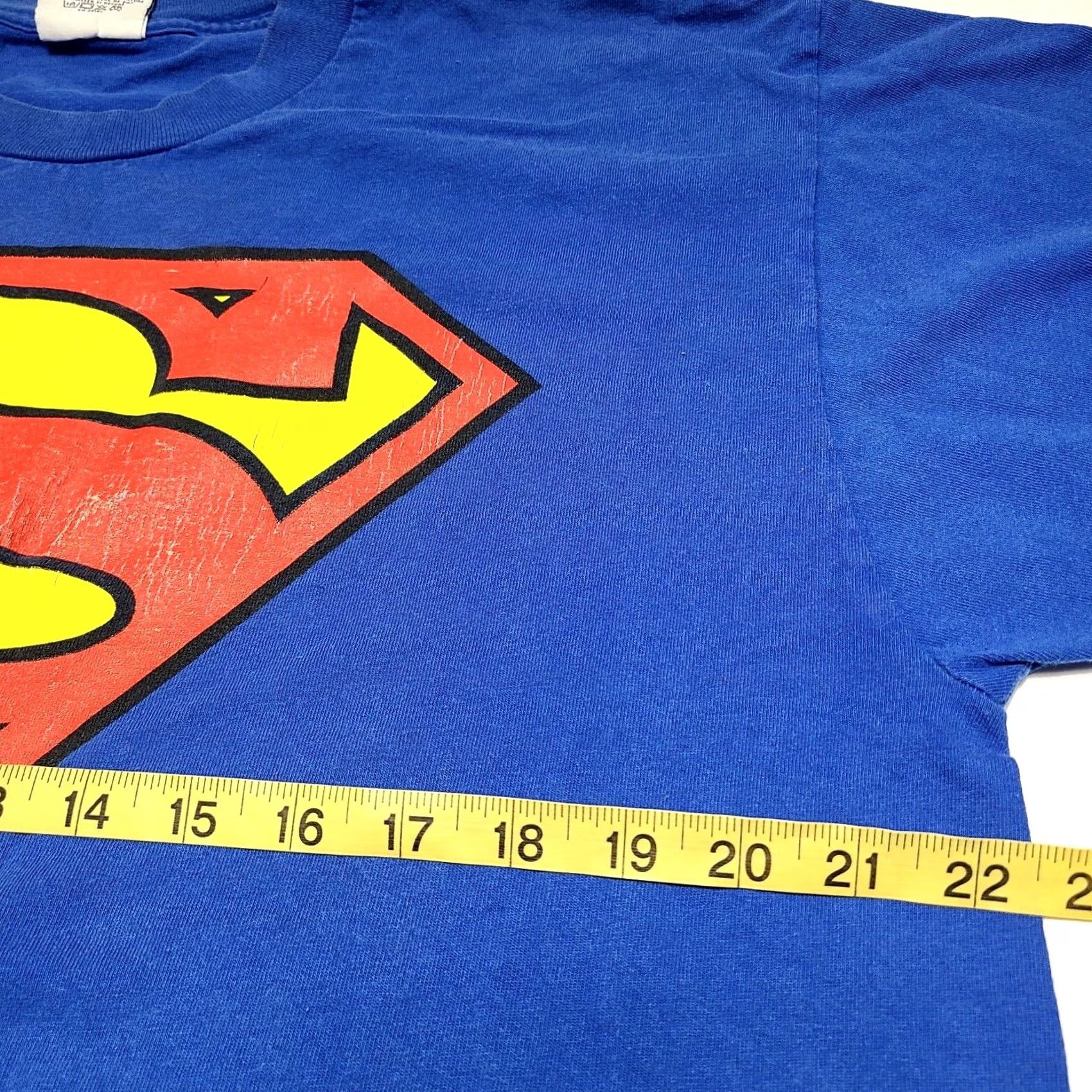 Gildan VINTAGE Superman Logo T-Shirt XL Gildan Heavyweight Movie Promo DC Comics Shirt Mens Short Sleeve Crew Neck Solid Blue 90s Size US XL / EU 56 / 4 - 6 Thumbnail