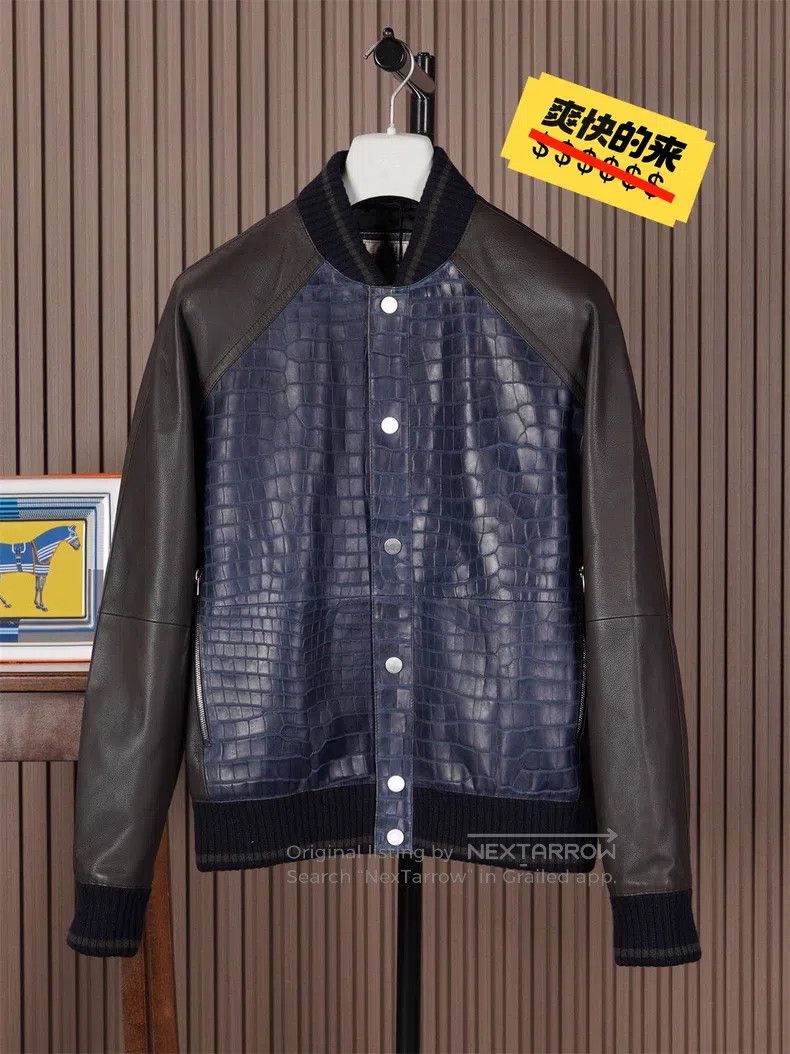Hermes Hermes Men's Frosted Crocodile Leather Baseball Jacket Size US M / EU 48-50 / 2 - 1 Thumbnail