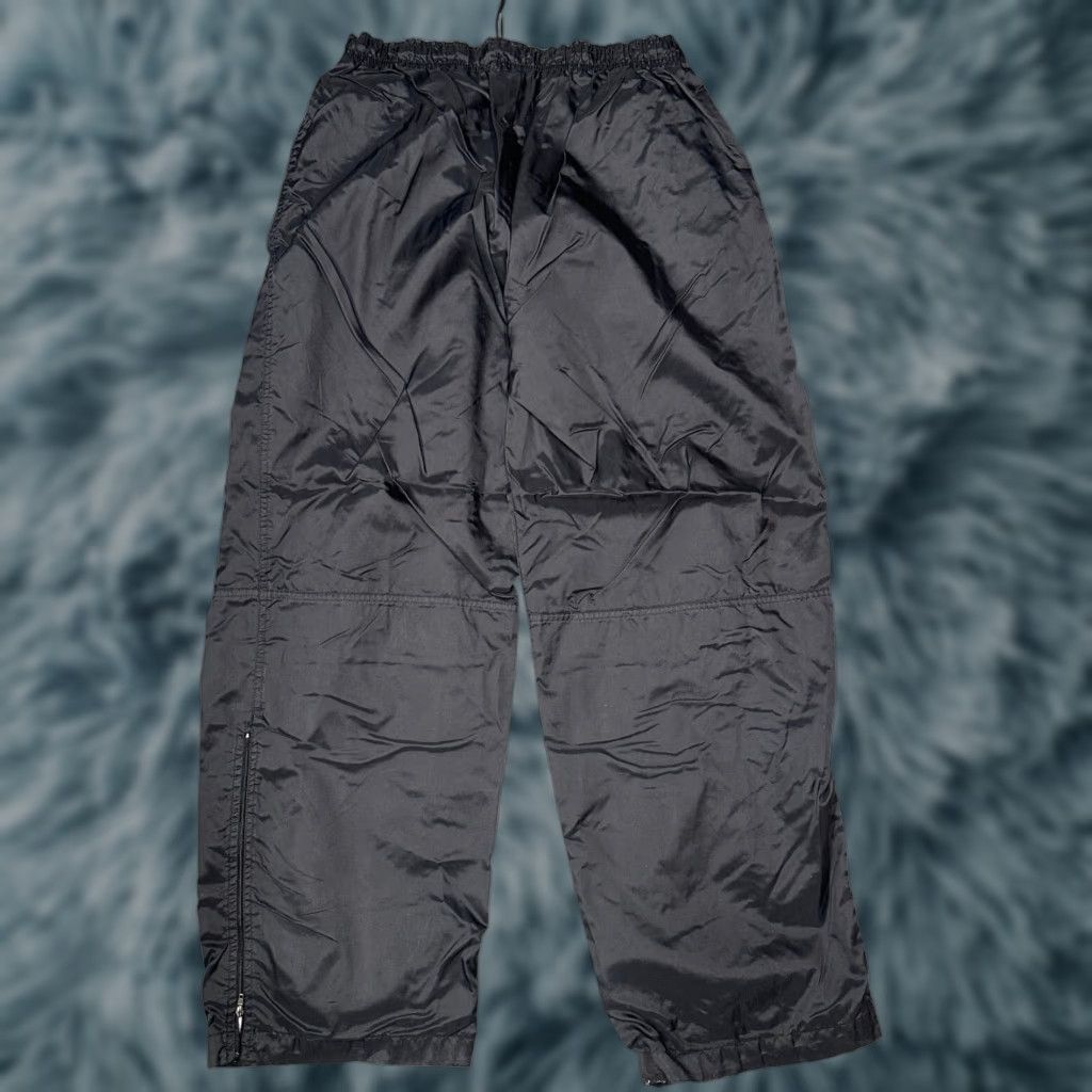 Nike VINTAGE Nike Windbreaker Pants Mens Large Drawstring Zip Lined Nylon Black 90s Ankle Zip Size US 33 - 1 Thumbnail