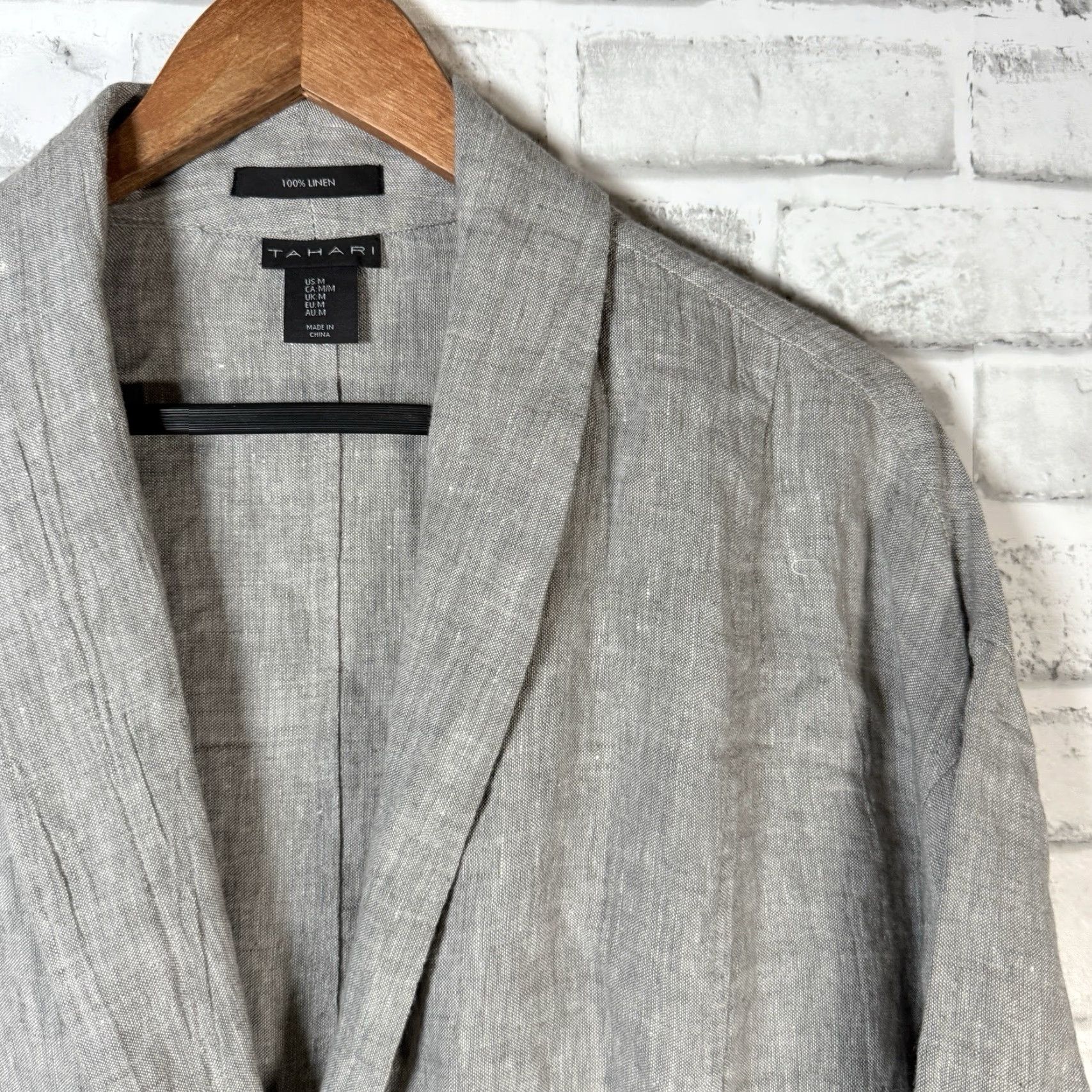 Vintage Tahari 100% Linen Gray Long Sleeve Shirt Jacket Womens Size M Size M / US 6-8 / IT 42-44 - 2 Thumbnail