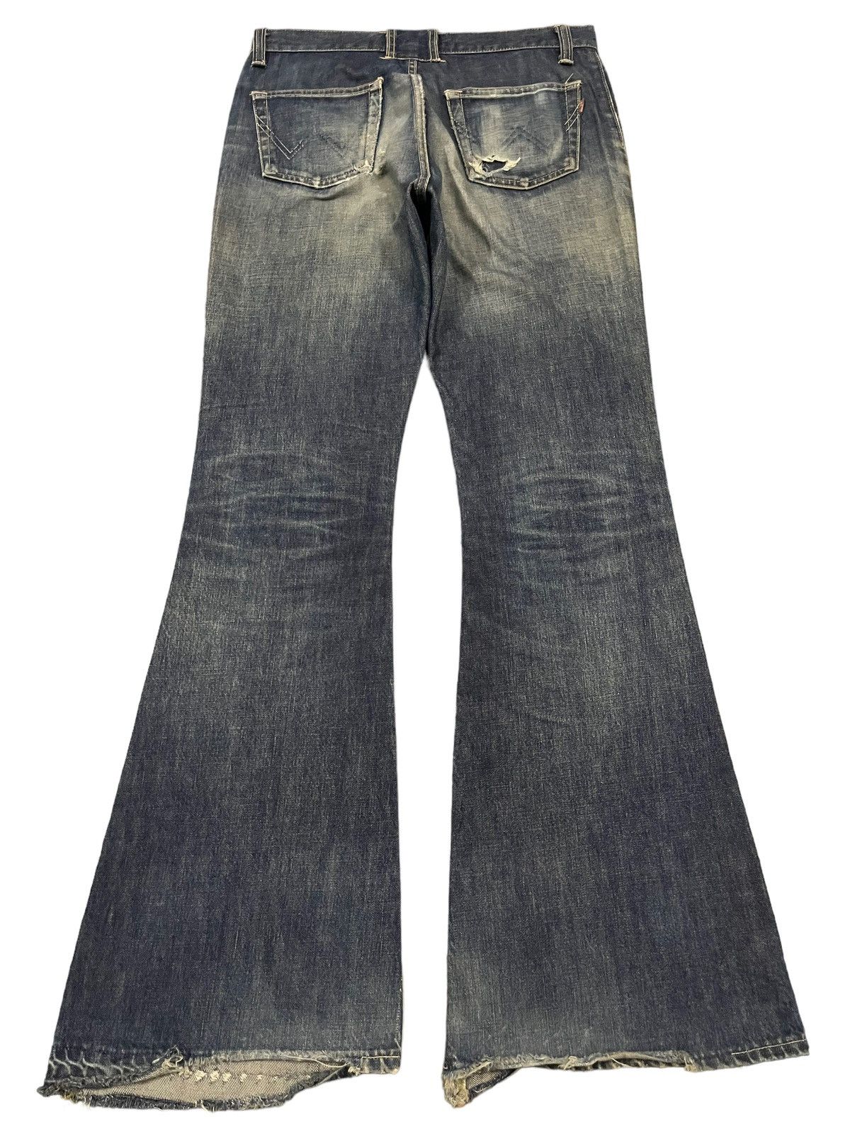 パンツ archive damage flared bush denim pants L Vintage Edwin Bush Pant Distressed Bell Bottom Flare Jeans
