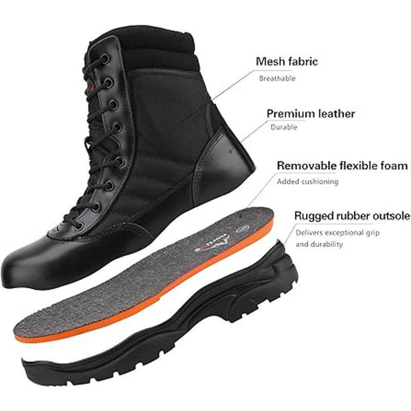 Other Nortiv8 Men's Size 12 Black Leather Tactical Boots - New Size US 12 / EU 45 - 5 Thumbnail