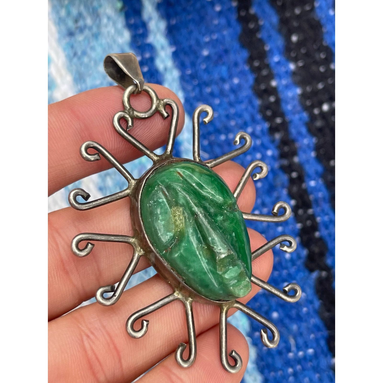 Vintage Vintage Signed Face Carved Sterling Silver Pendant Size ONE SIZE - 2 Thumbnail