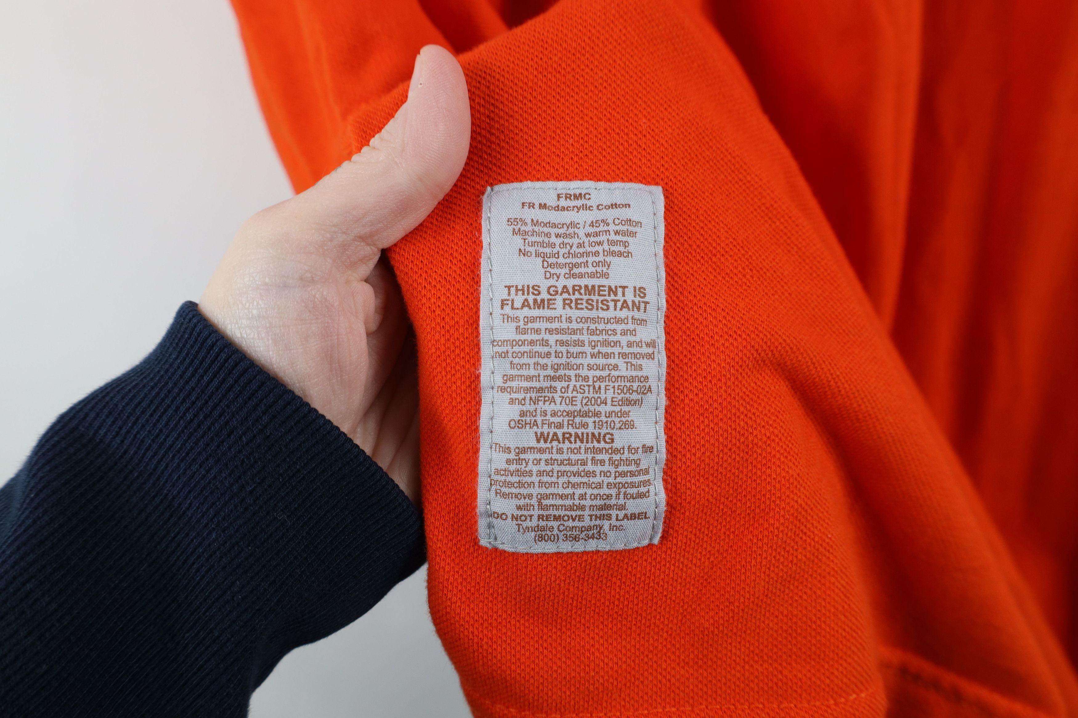 Vintage Tyndale FR Flame Resistant Work Henley T-Shirt Orange USA Size US XXL / EU 58 / 5 - 4 Thumbnail