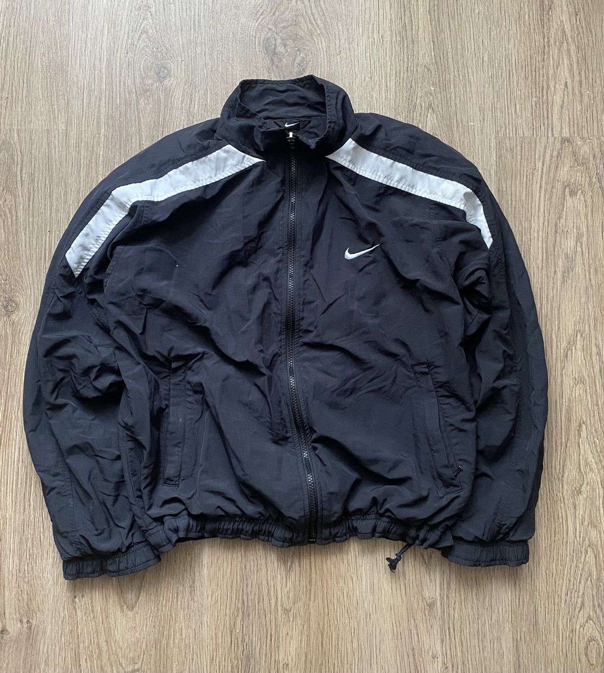 Nike × Vintage Nike vintage Y2K drill big/logo swoosh nylon jacket Size US S / EU 44-46 / 1 - 1 Thumbnail