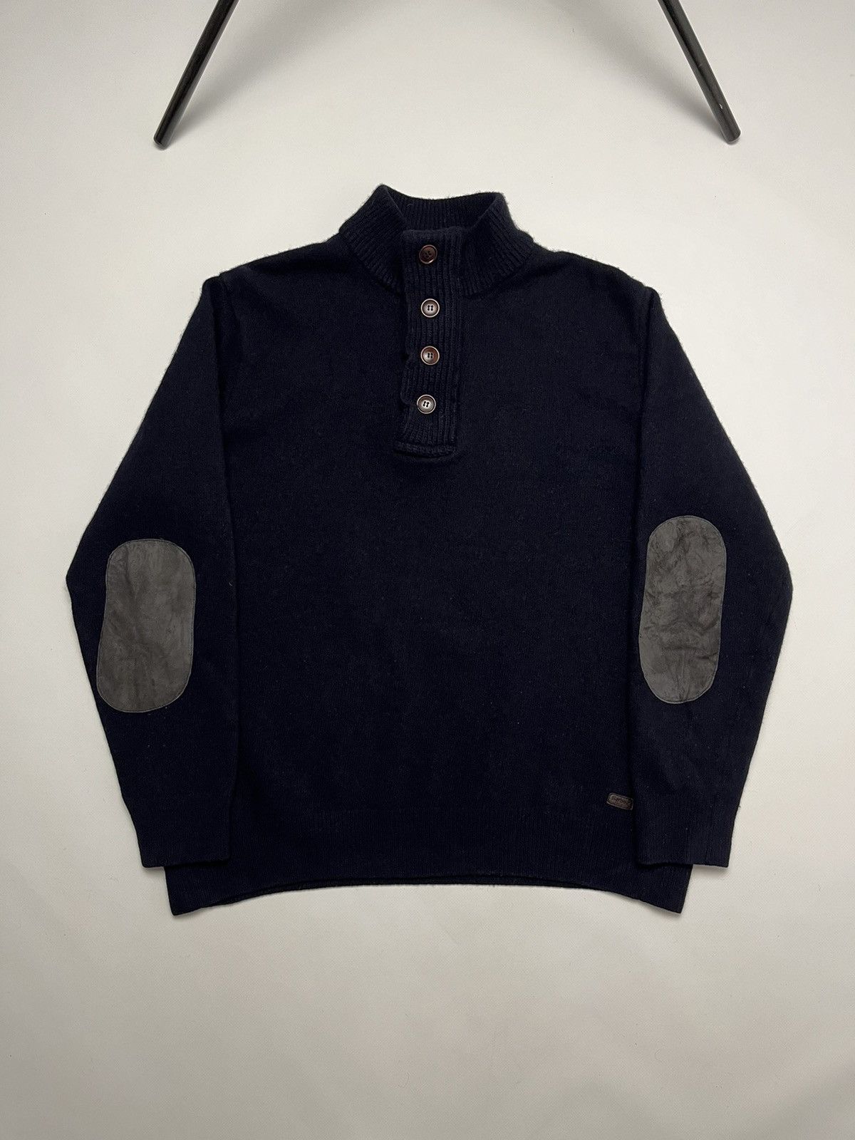 Pre-owned Barbour Wool Zip Sweater In Navy